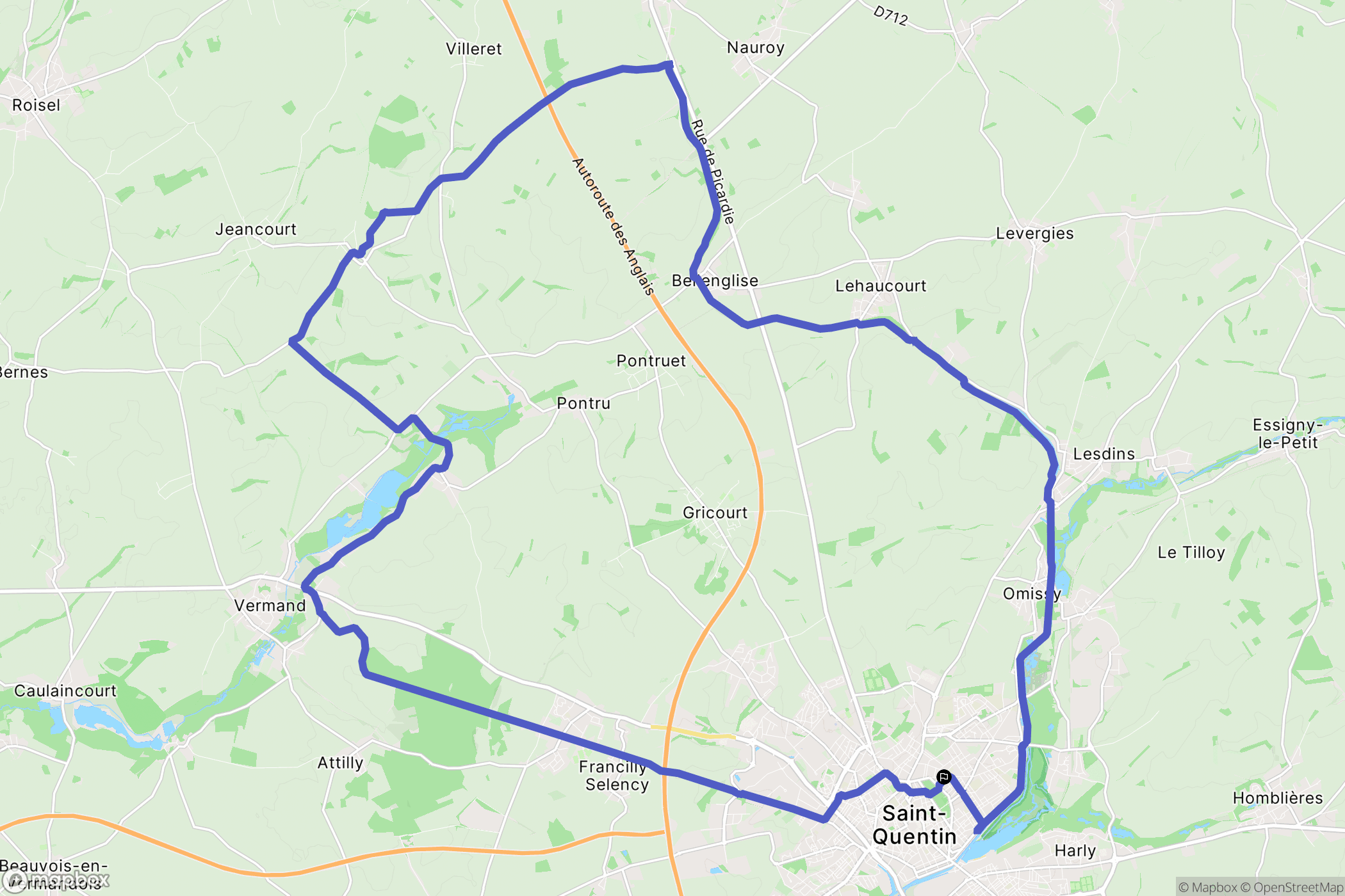 Saint-Quentin : carte du parcours de randonnée - France