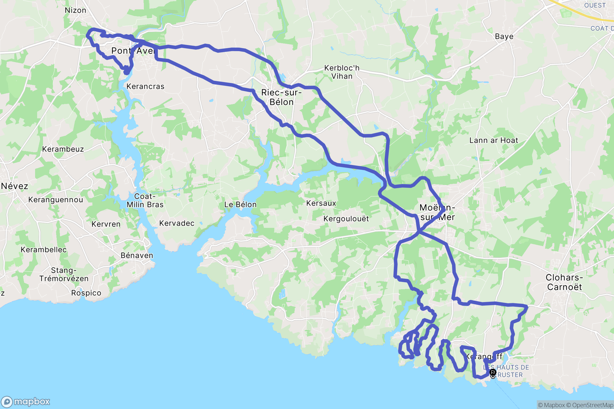 Clohars-Carnoët : carte du parcours de randonnée - France