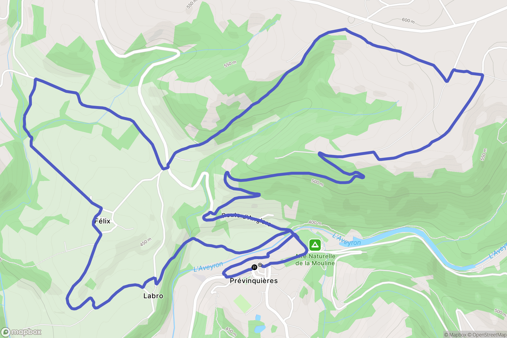 Prévinquières : carte du parcours de randonnée - France