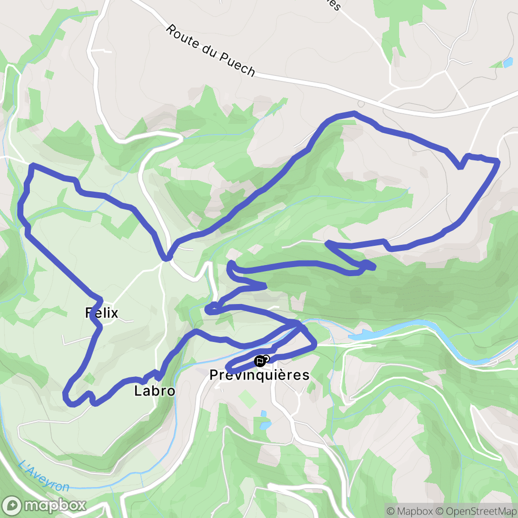 Prévinquières : carte du parcours de randonnée - France
