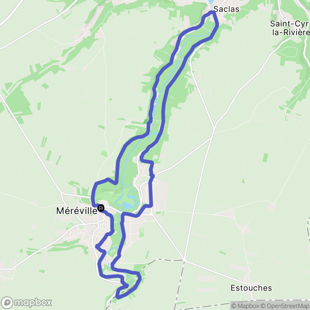 Le Mérévillois : carte du parcours de randonnée - France