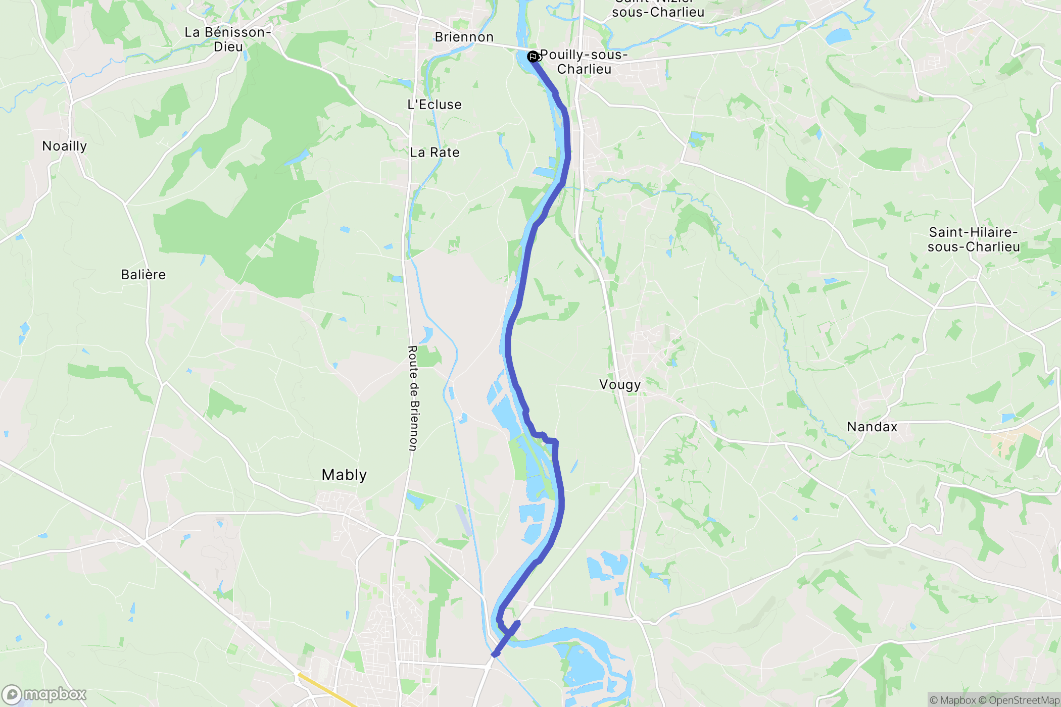 Pouilly-Sous-Charlieu : carte du parcours de randonnée - France