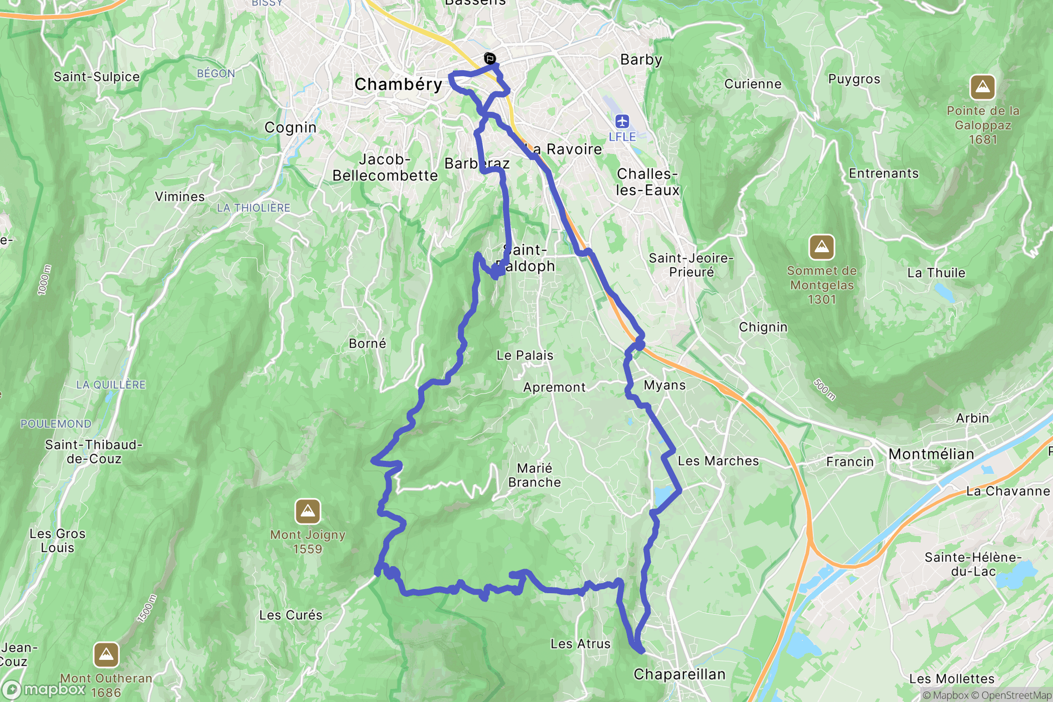 Bassens : carte du parcours de randonnée - France
