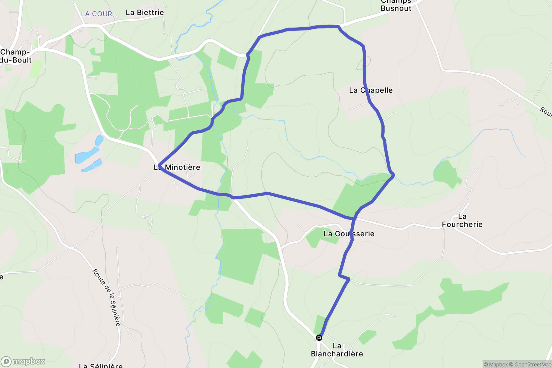 Noues de Sienne : carte du parcours de randonnée - France