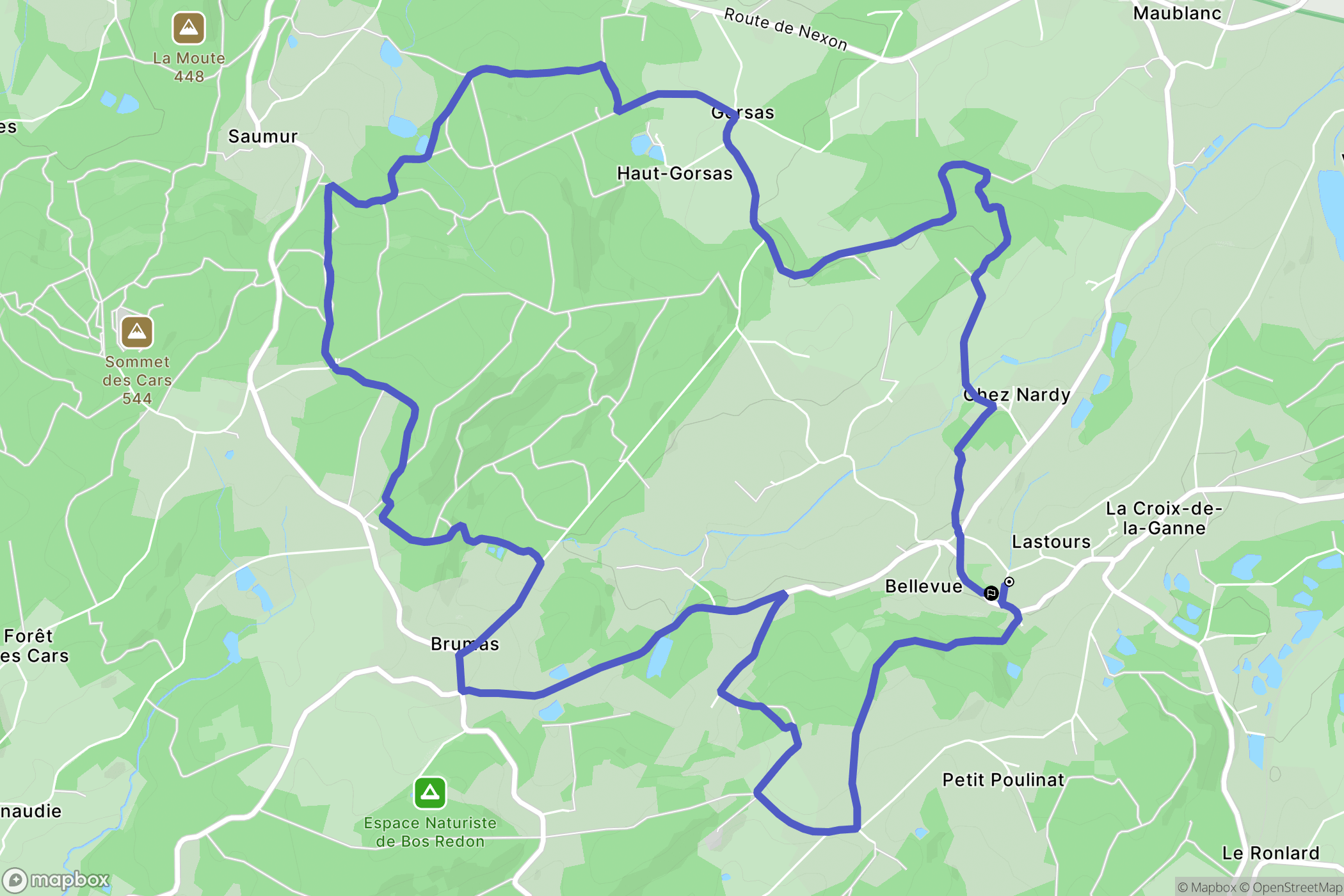 Rilhac-Lastours : carte du parcours de randonnée - France