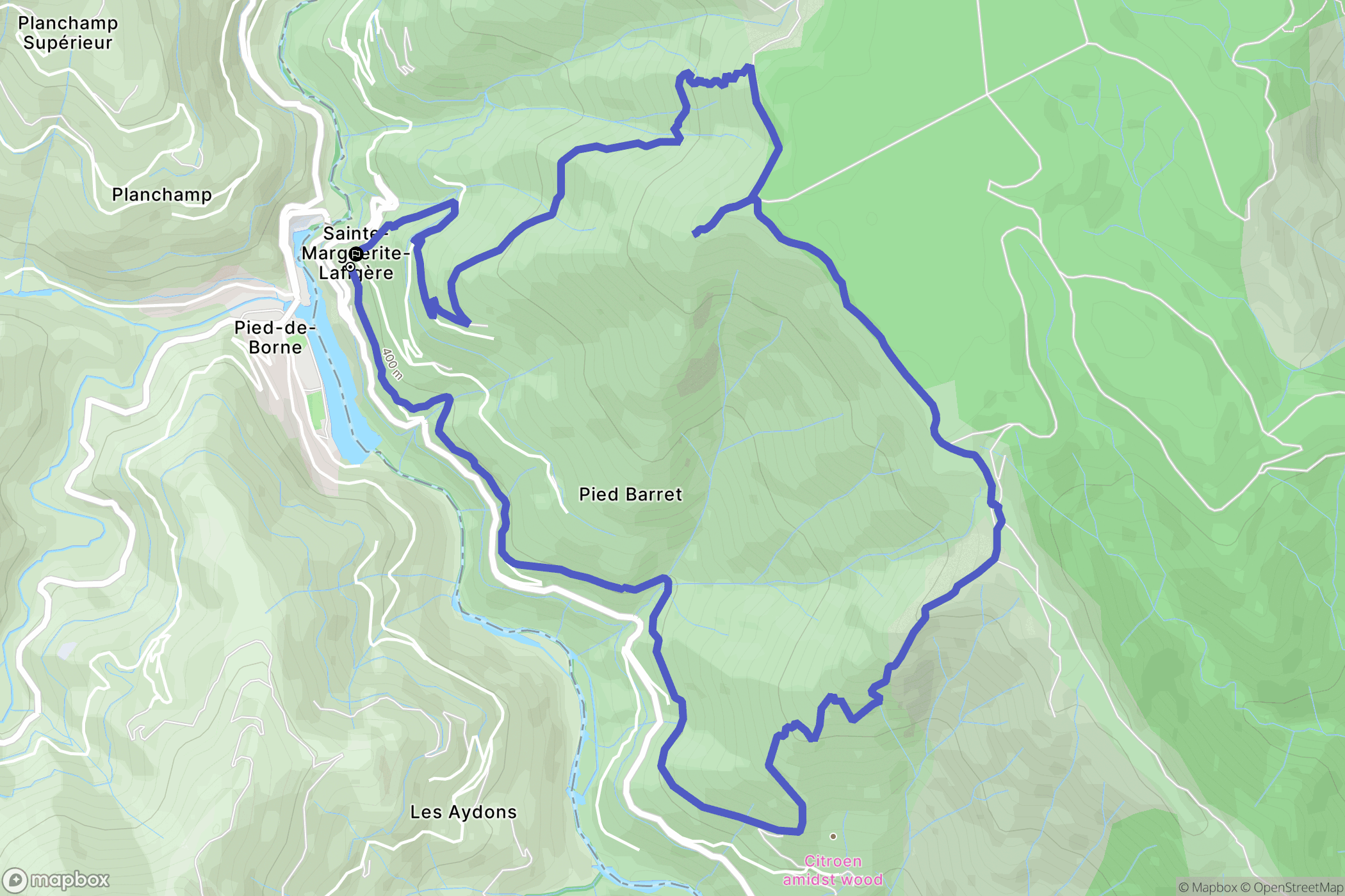 Sainte-Marguerite-Lafigère : carte du parcours de randonnée - France