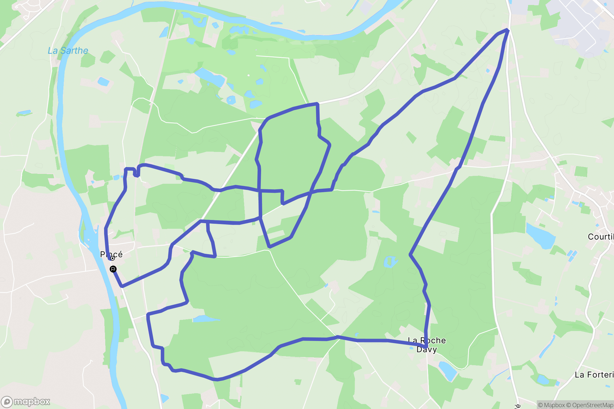 Pincé : carte du parcours de randonnée - France