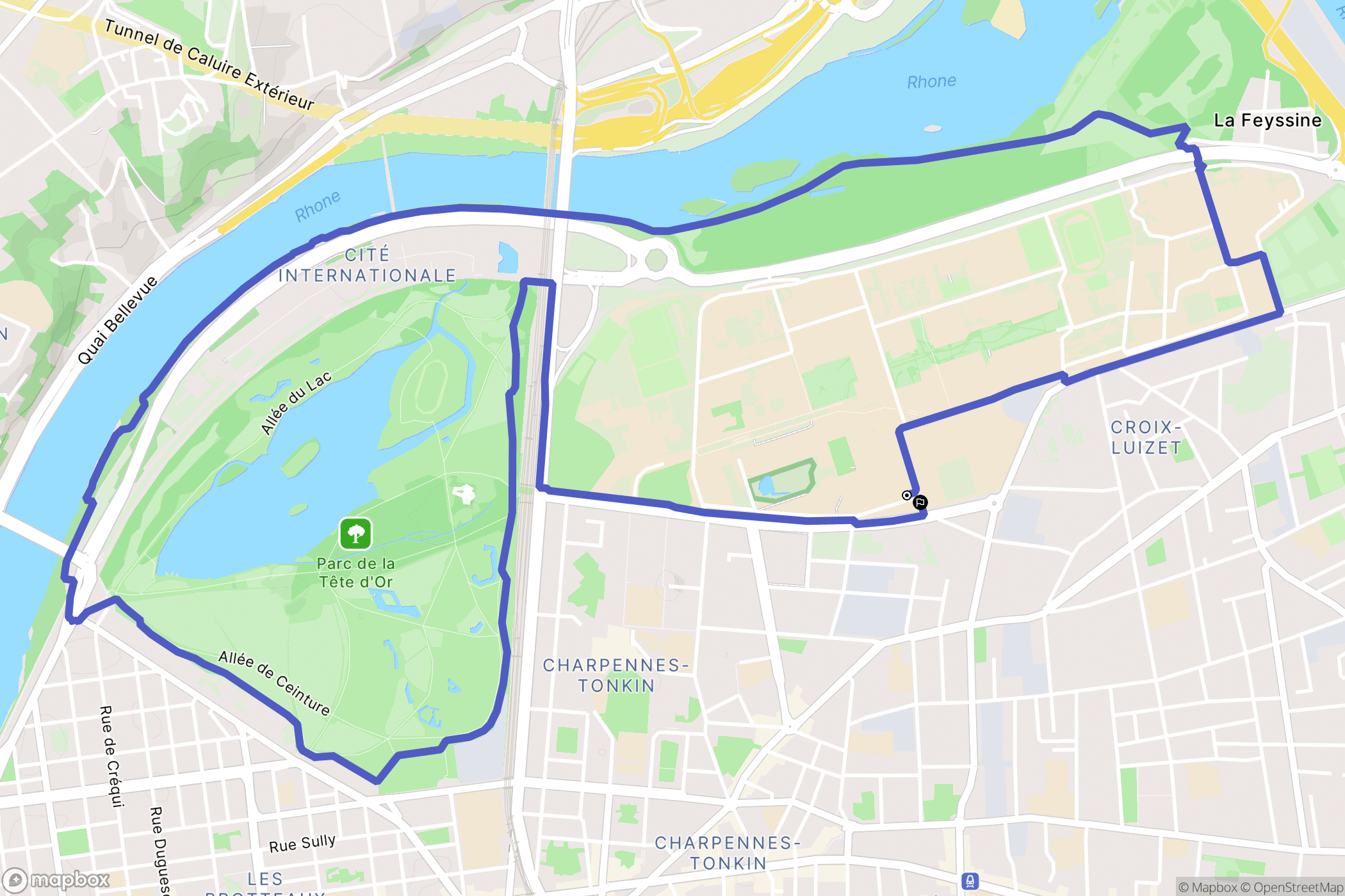 Villeurbanne : carte du parcours de randonnée - France