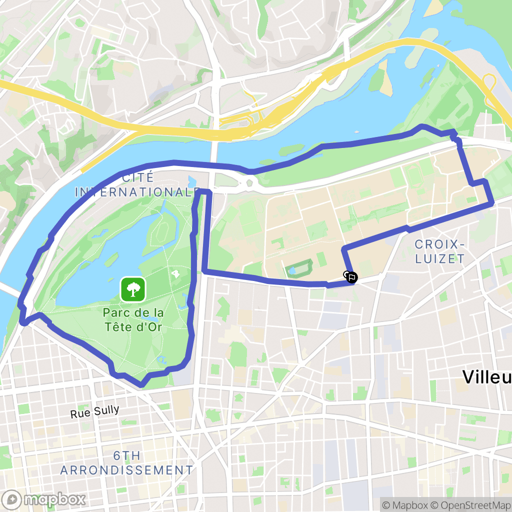 Villeurbanne : carte du parcours de randonnée - France
