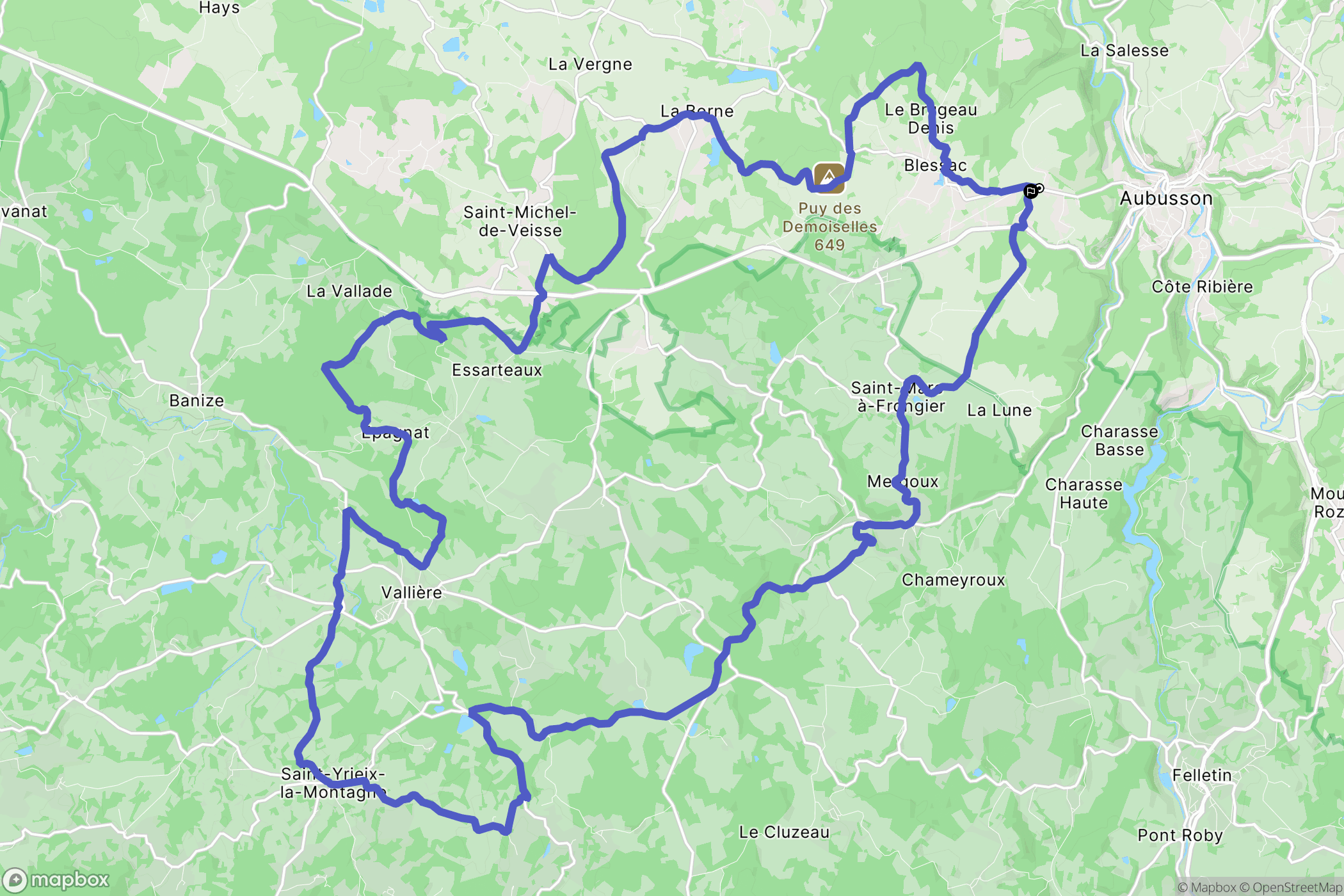 Blessac : carte du parcours de randonnée - France