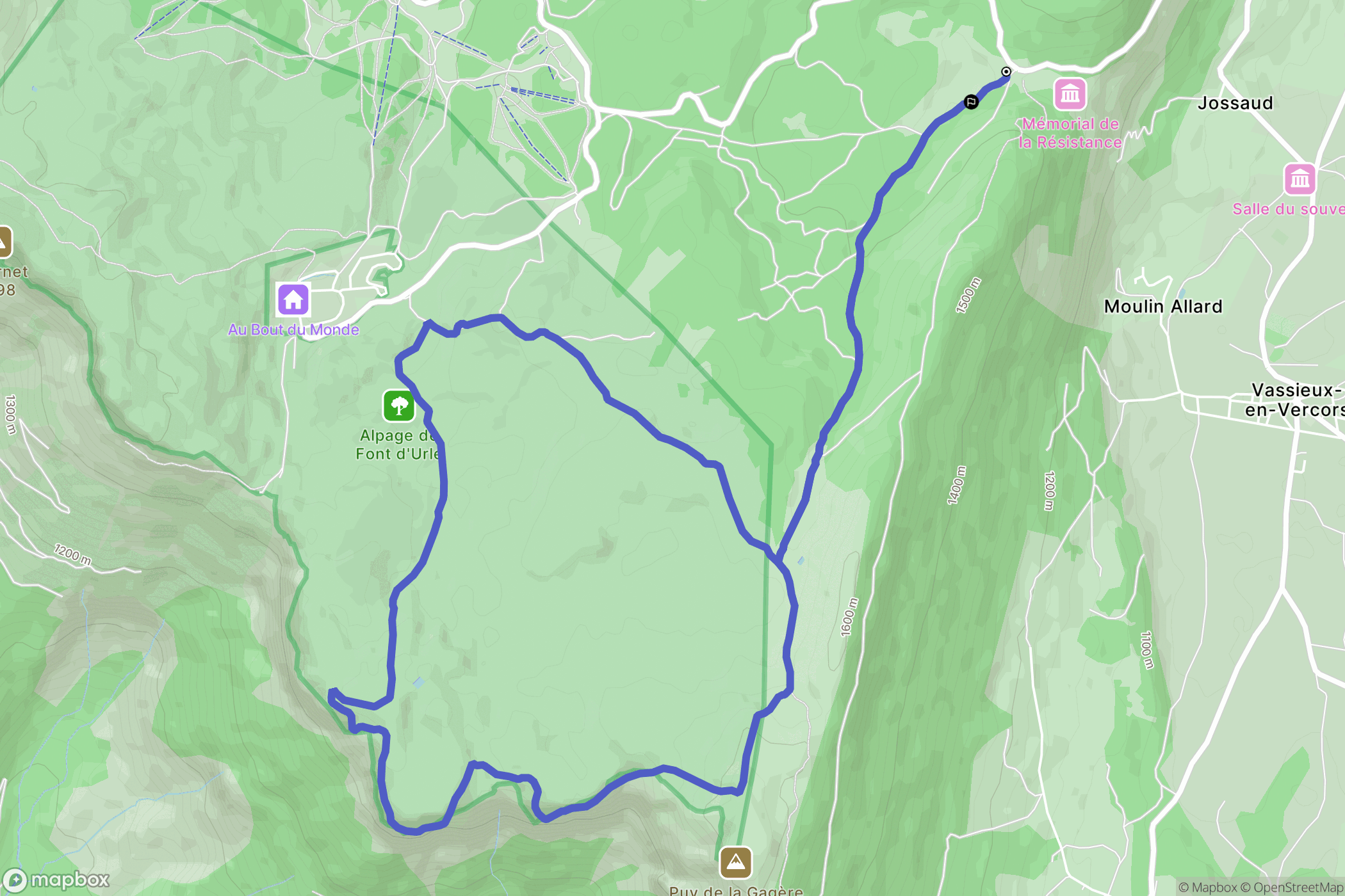 Bouvante : carte du parcours de randonnée - France
