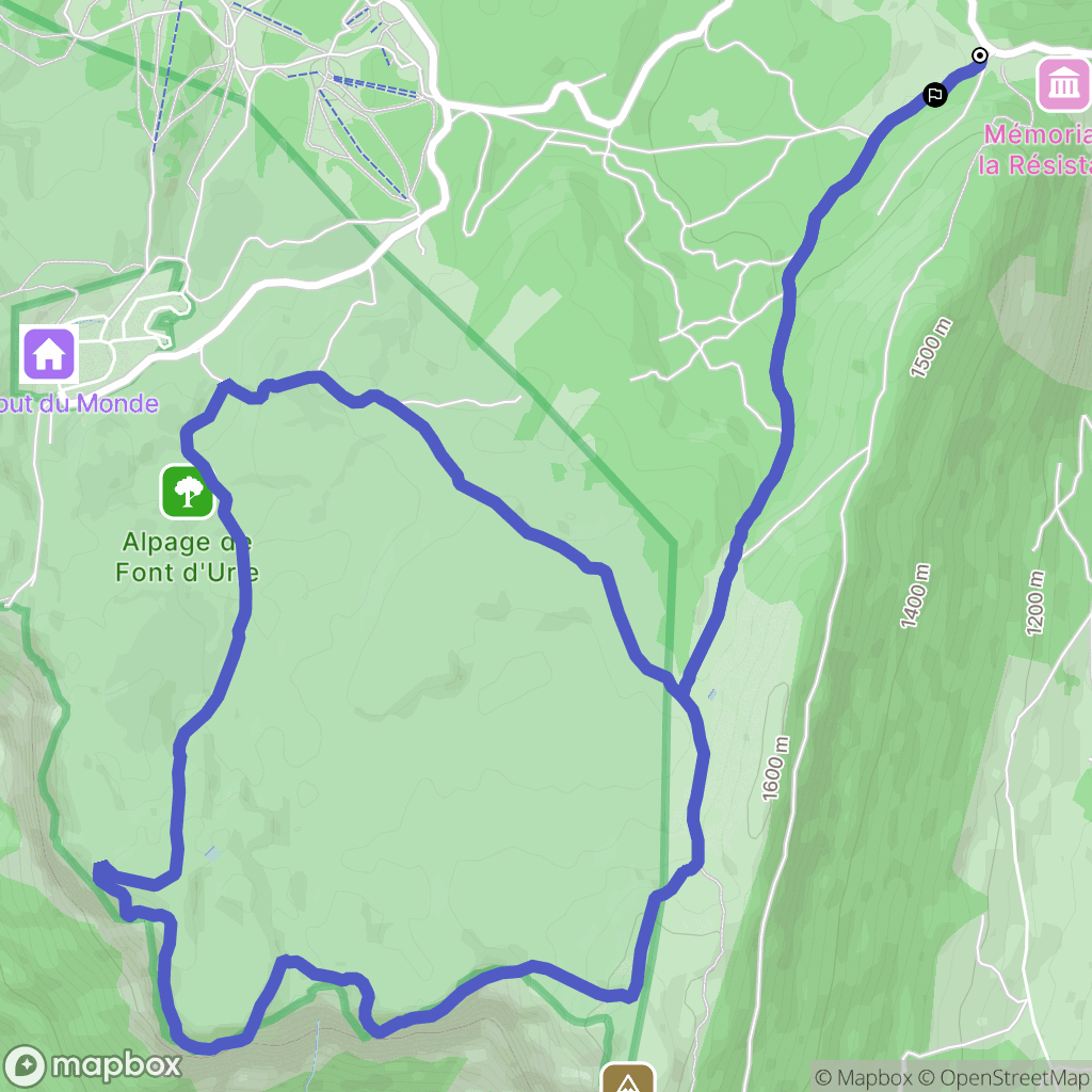 Bouvante : carte du parcours de randonnée - France