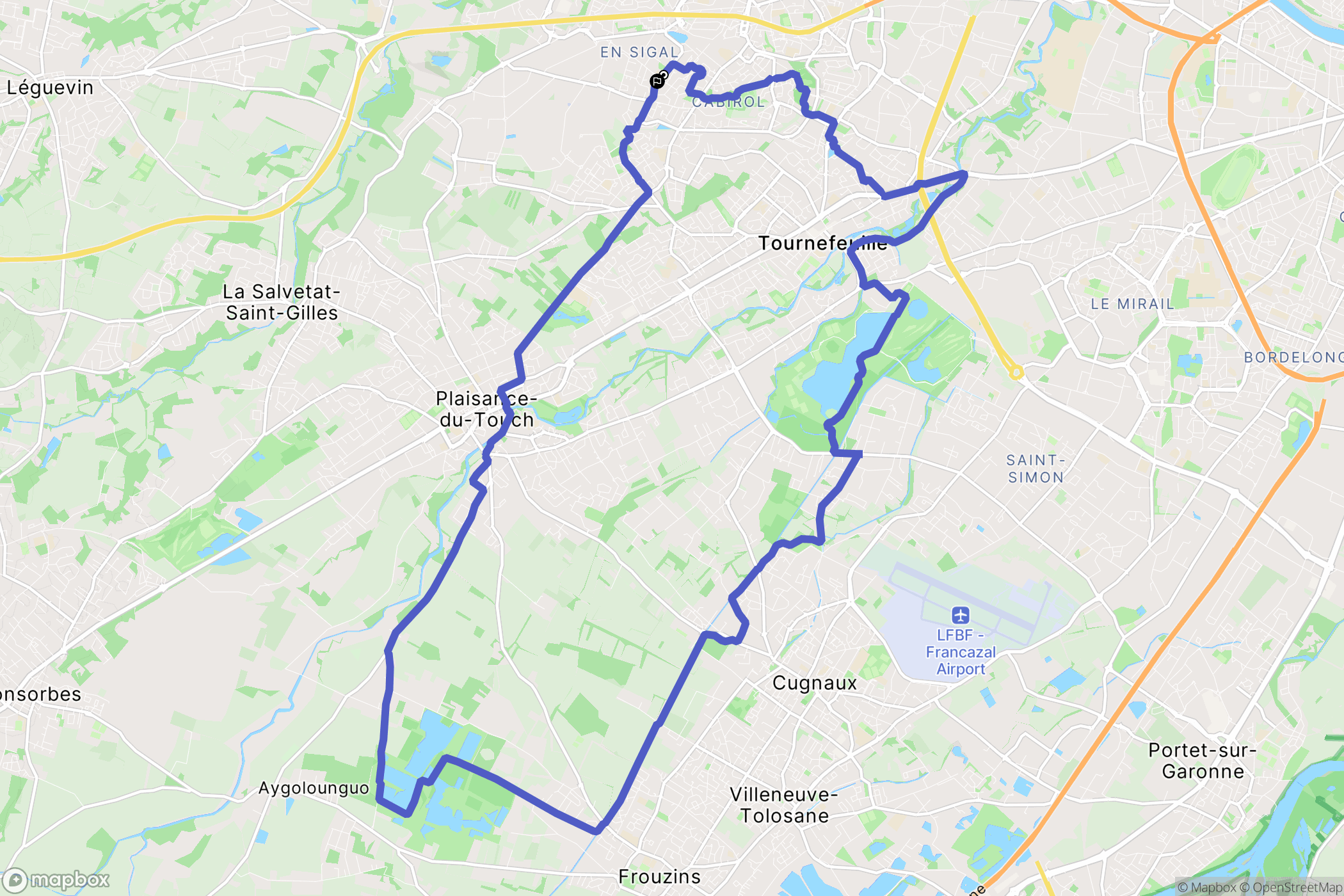 Colomiers : carte du parcours de randonnée - France
