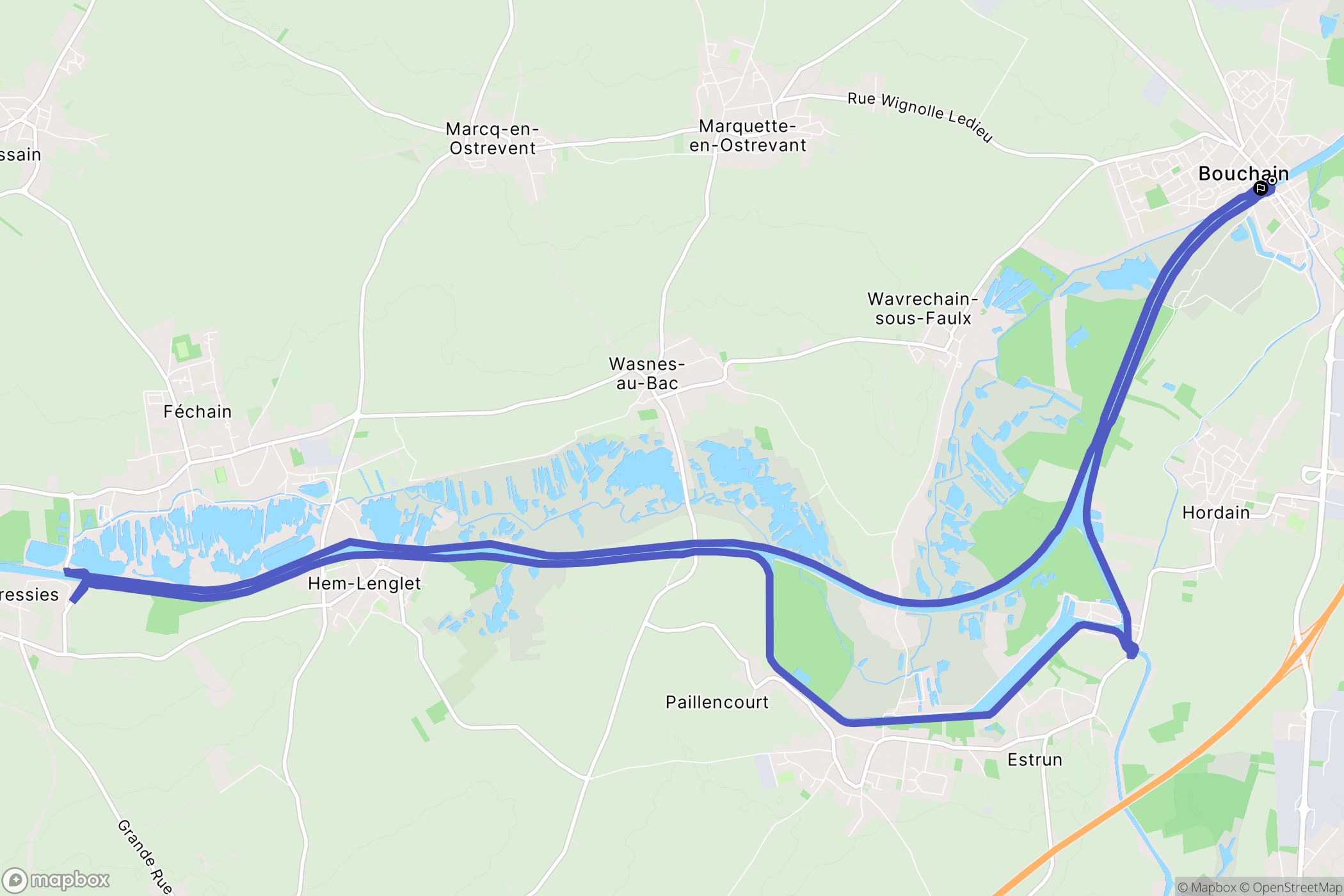 Bouchain : carte du parcours de randonnée - France