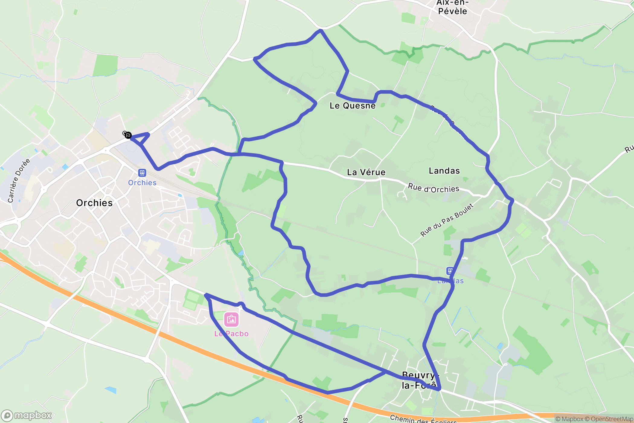 Orchies : carte du parcours de randonnée - France