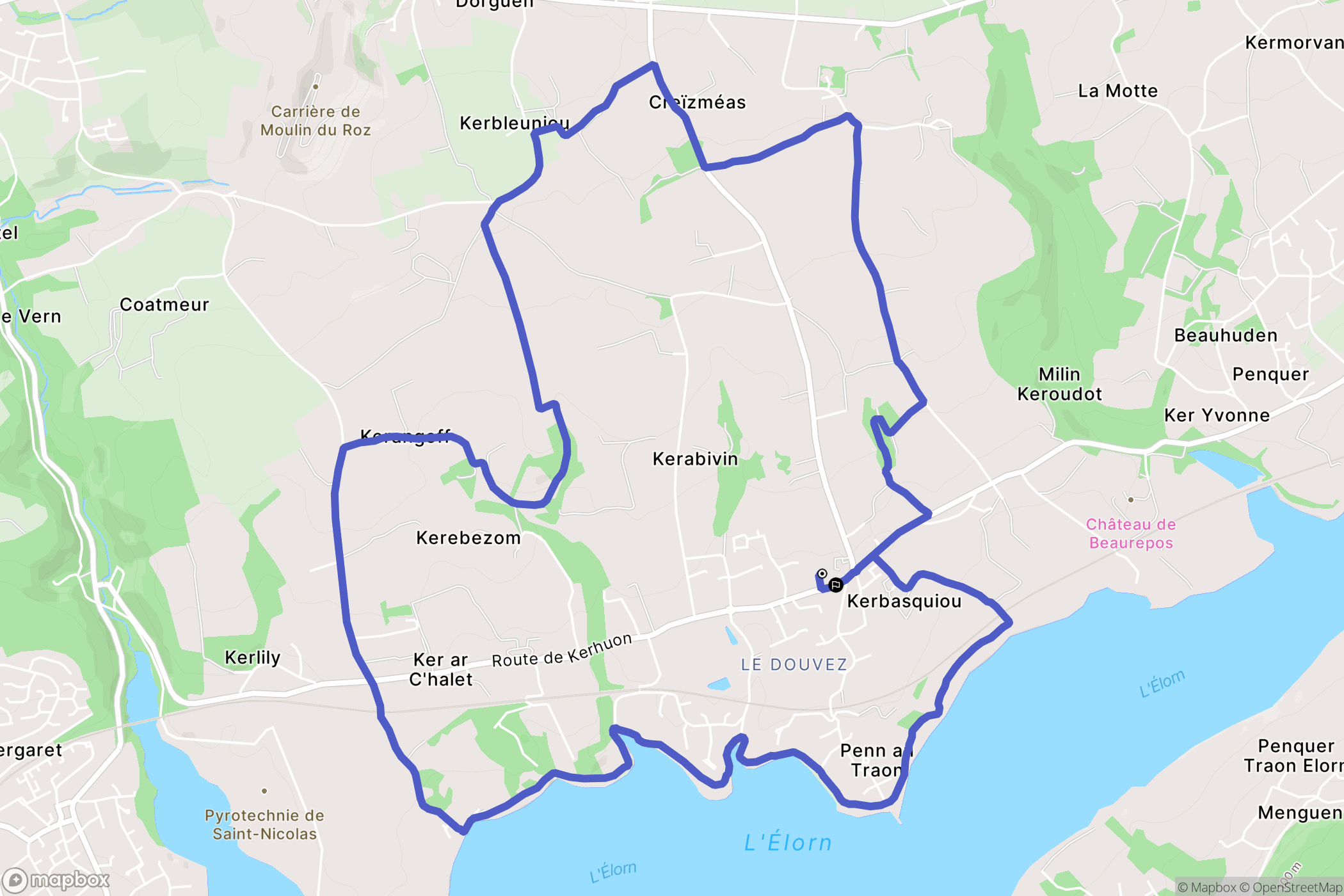 Guipavas : carte du parcours de randonnée - France