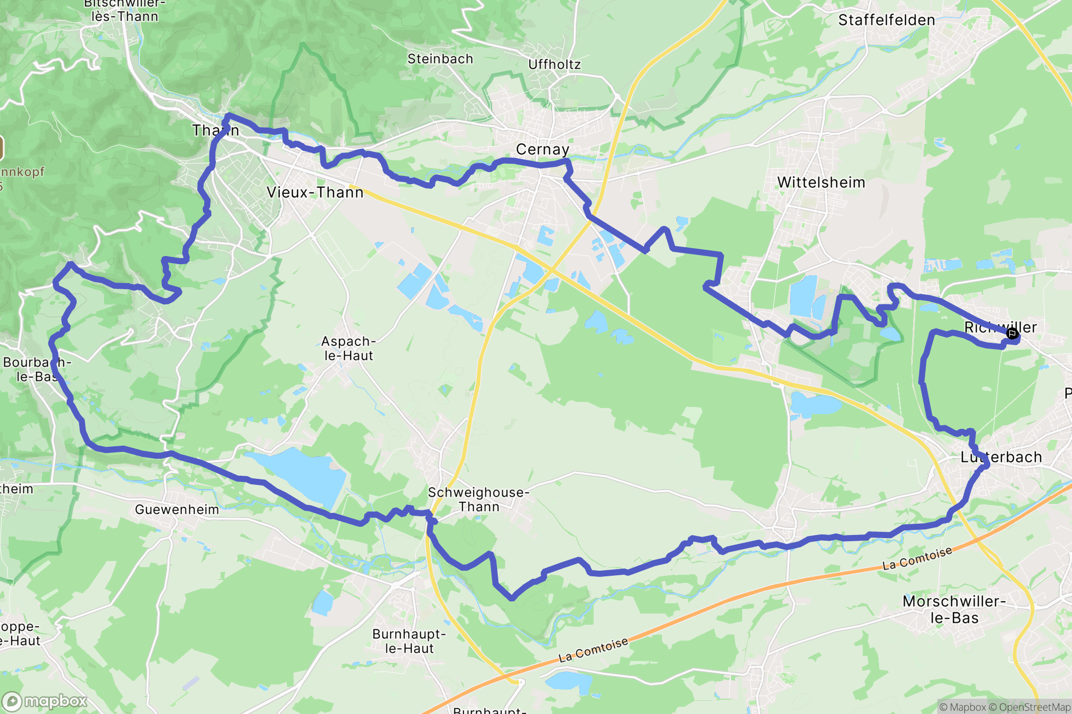Richwiller : carte du parcours de randonnée - France