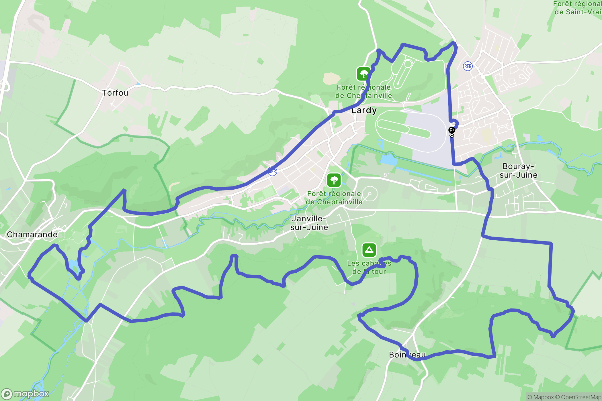 Lardy : carte du parcours de randonnée - France