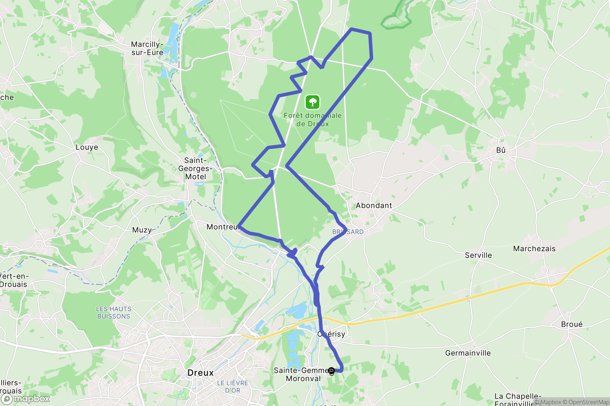 Sainte-Gemme-Moronval : carte du parcours de randonnée - France