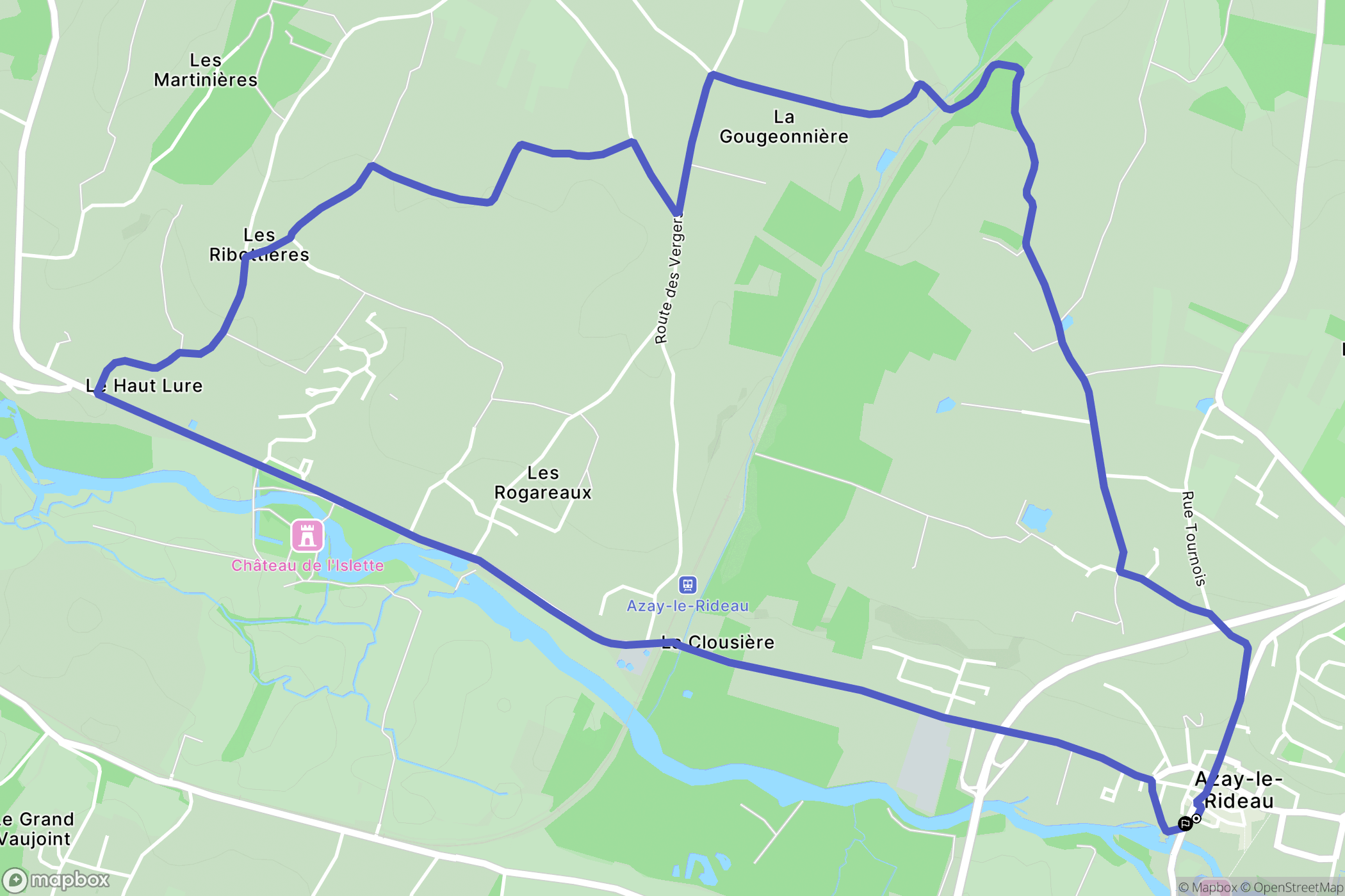 Azay-le-Rideau : carte du parcours de randonnée - France