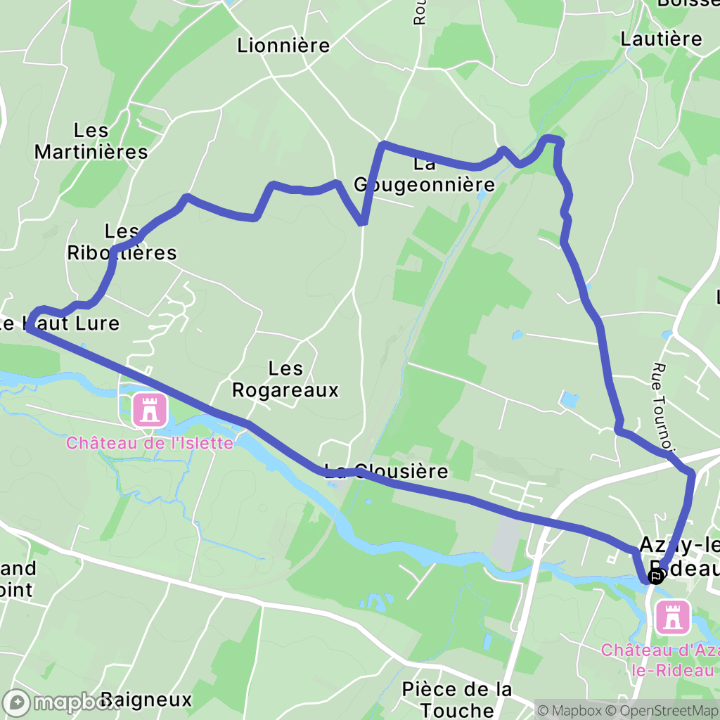 Azay-le-Rideau : carte du parcours de randonnée - France