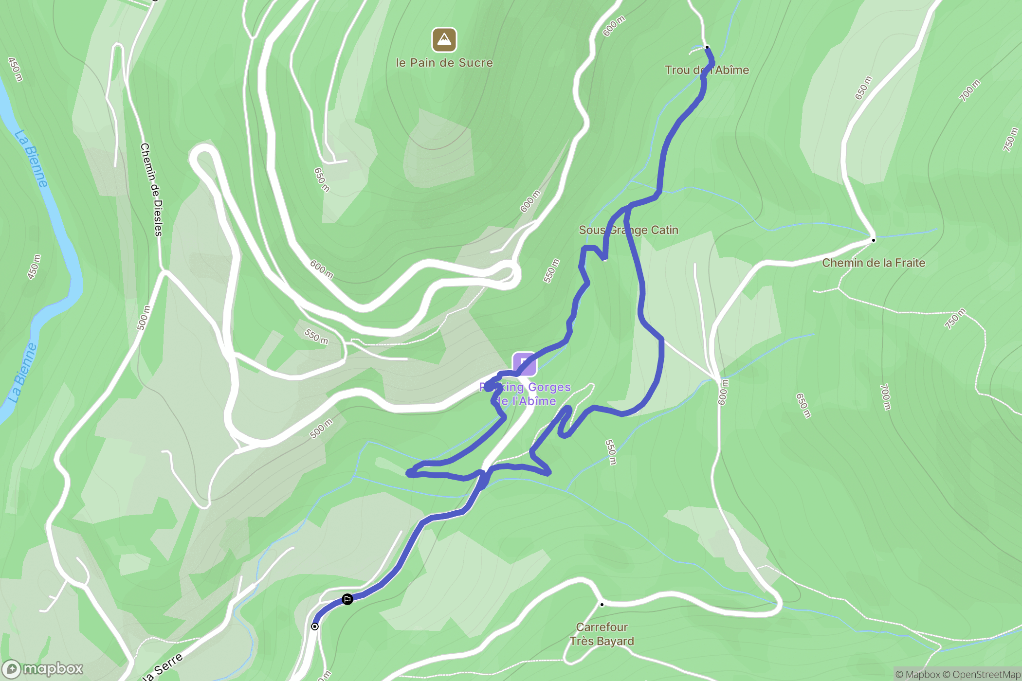 Saint-Claude : carte du parcours de randonnée - France