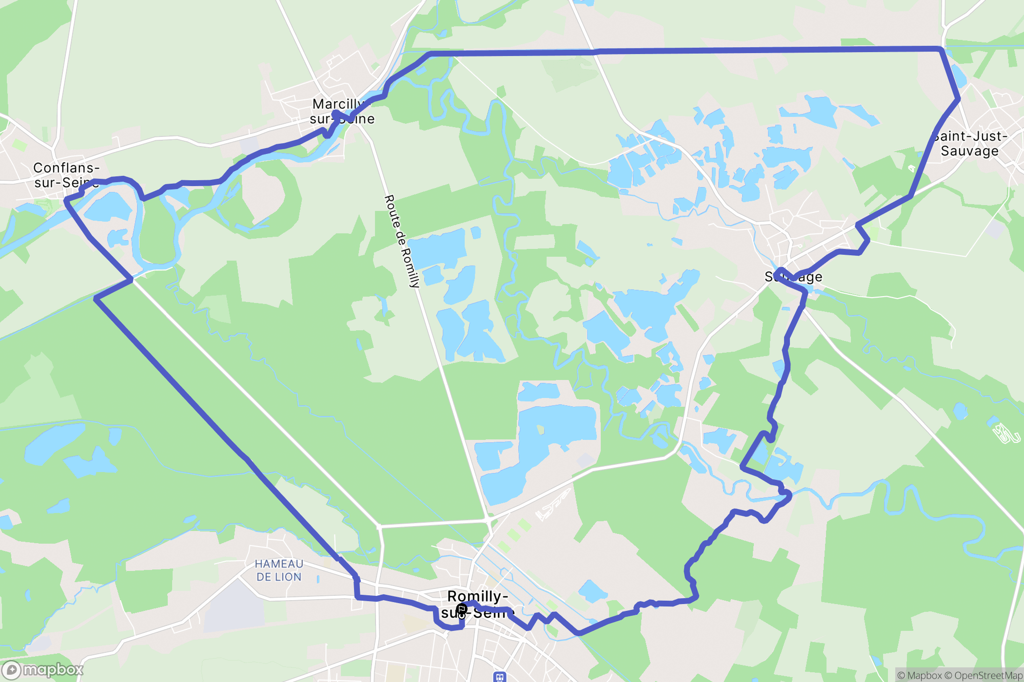 Romilly-sur-Seine : carte du parcours de randonnée - France