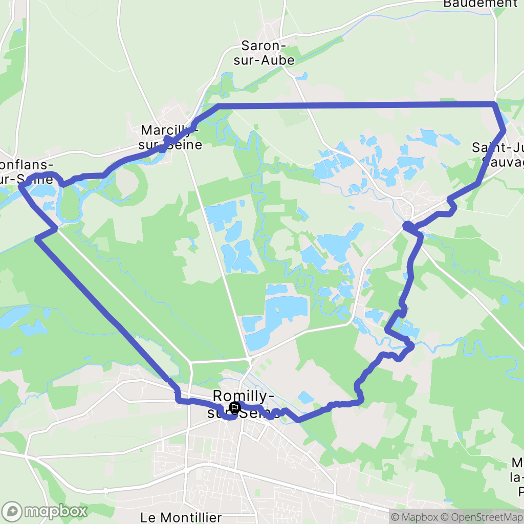 Romilly-sur-Seine : carte du parcours de randonnée - France