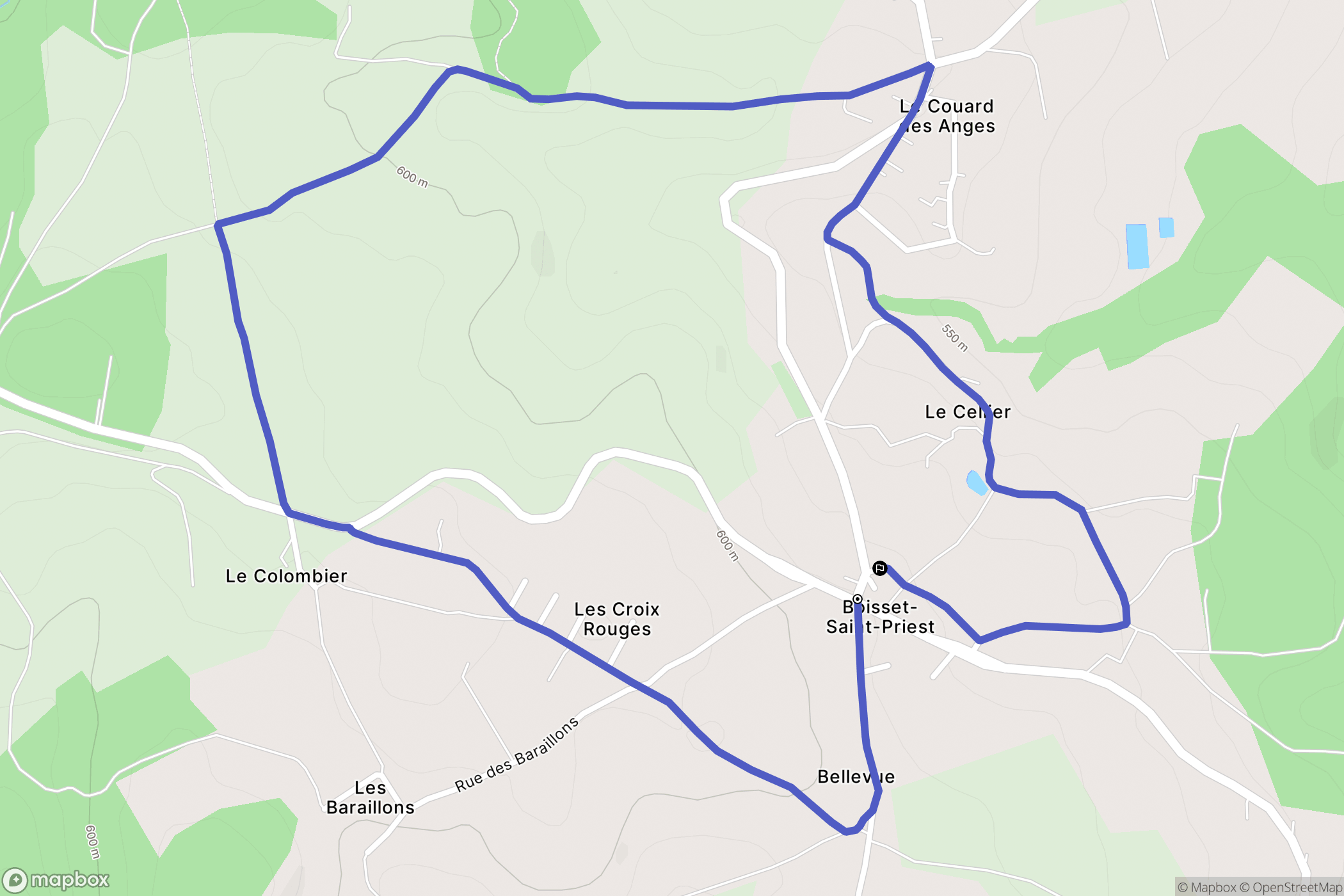 Boisset-Saint-Priest : carte du parcours de randonnée - France