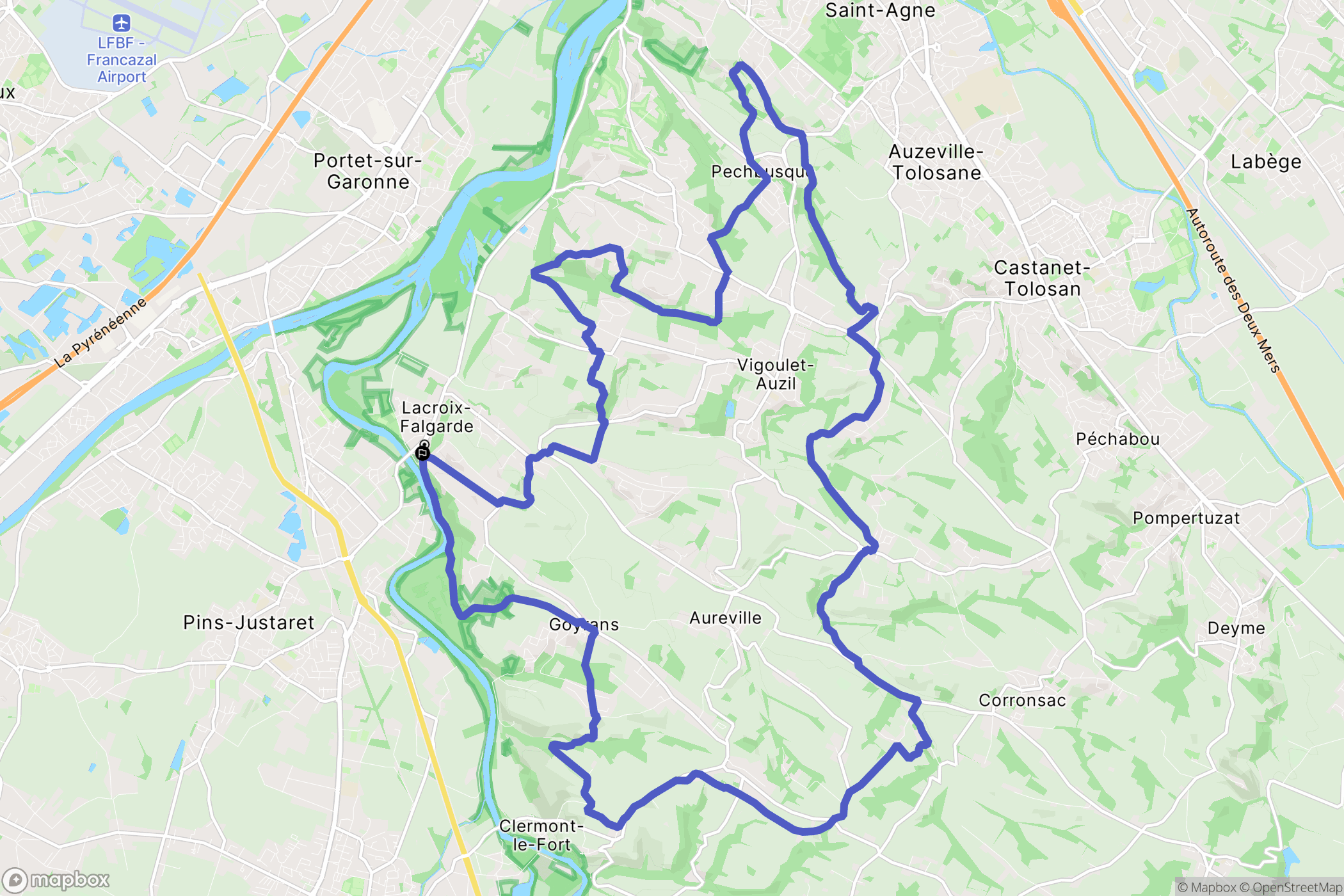 Lacroix-Falgarde : carte du parcours de randonnée - France