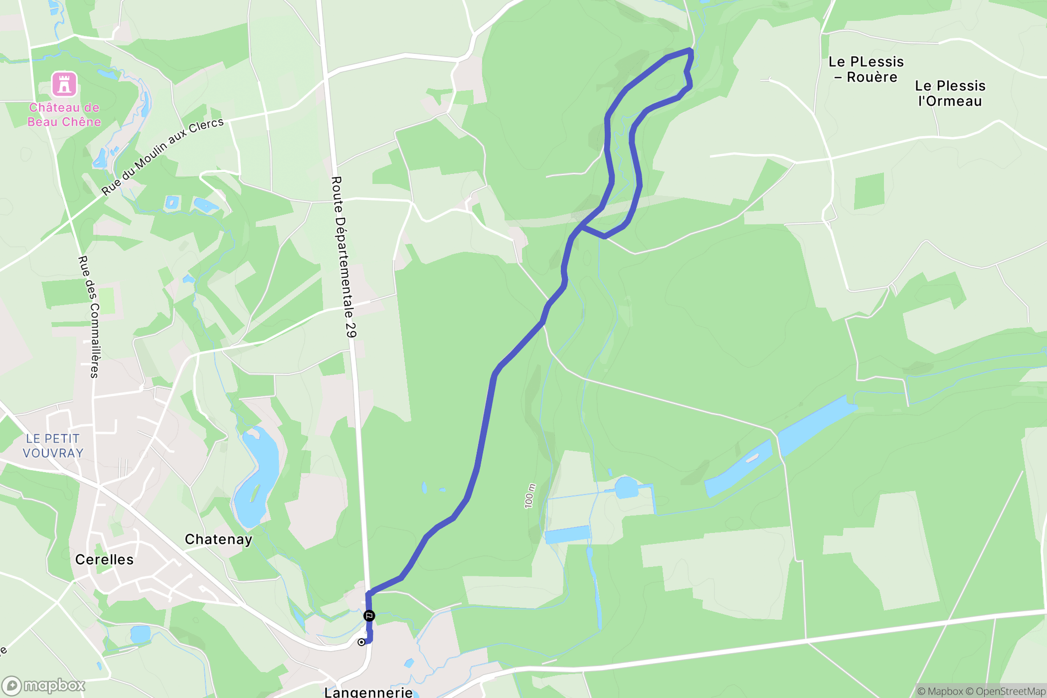 Cerelles : carte du parcours de randonnée - France
