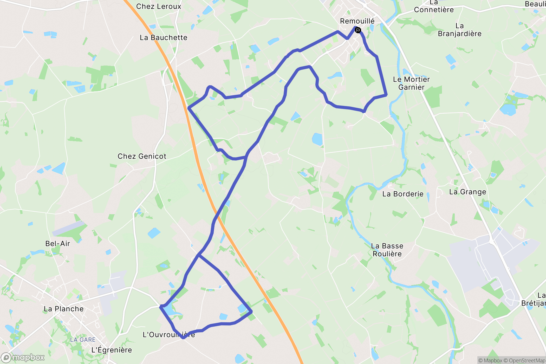 Remouillé : carte du parcours de randonnée - France