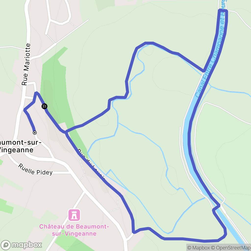 Beaumont-sur-Vingeanne : carte du parcours de randonnée - France