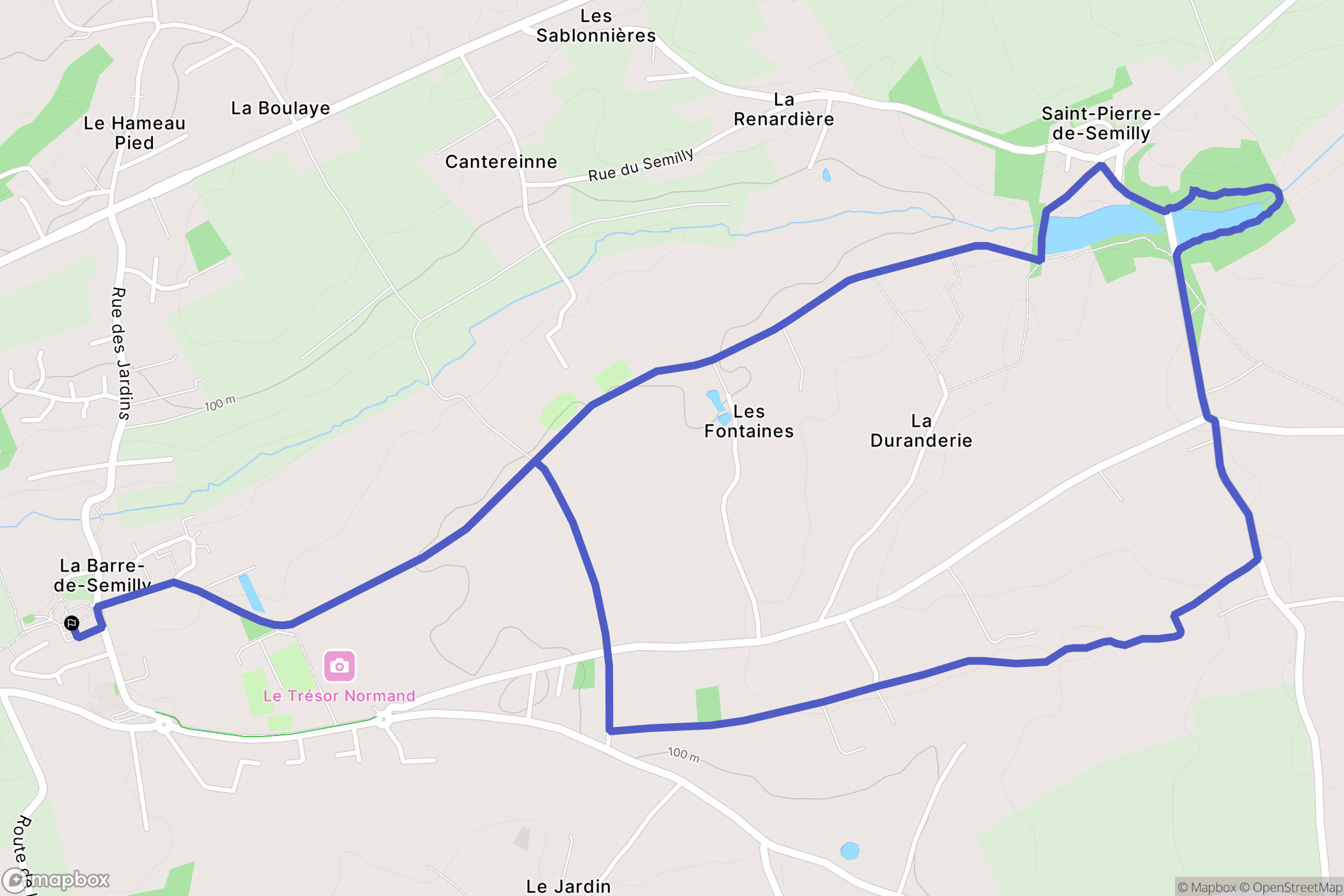 La Barre-de-Semilly : carte du parcours de randonnée - France