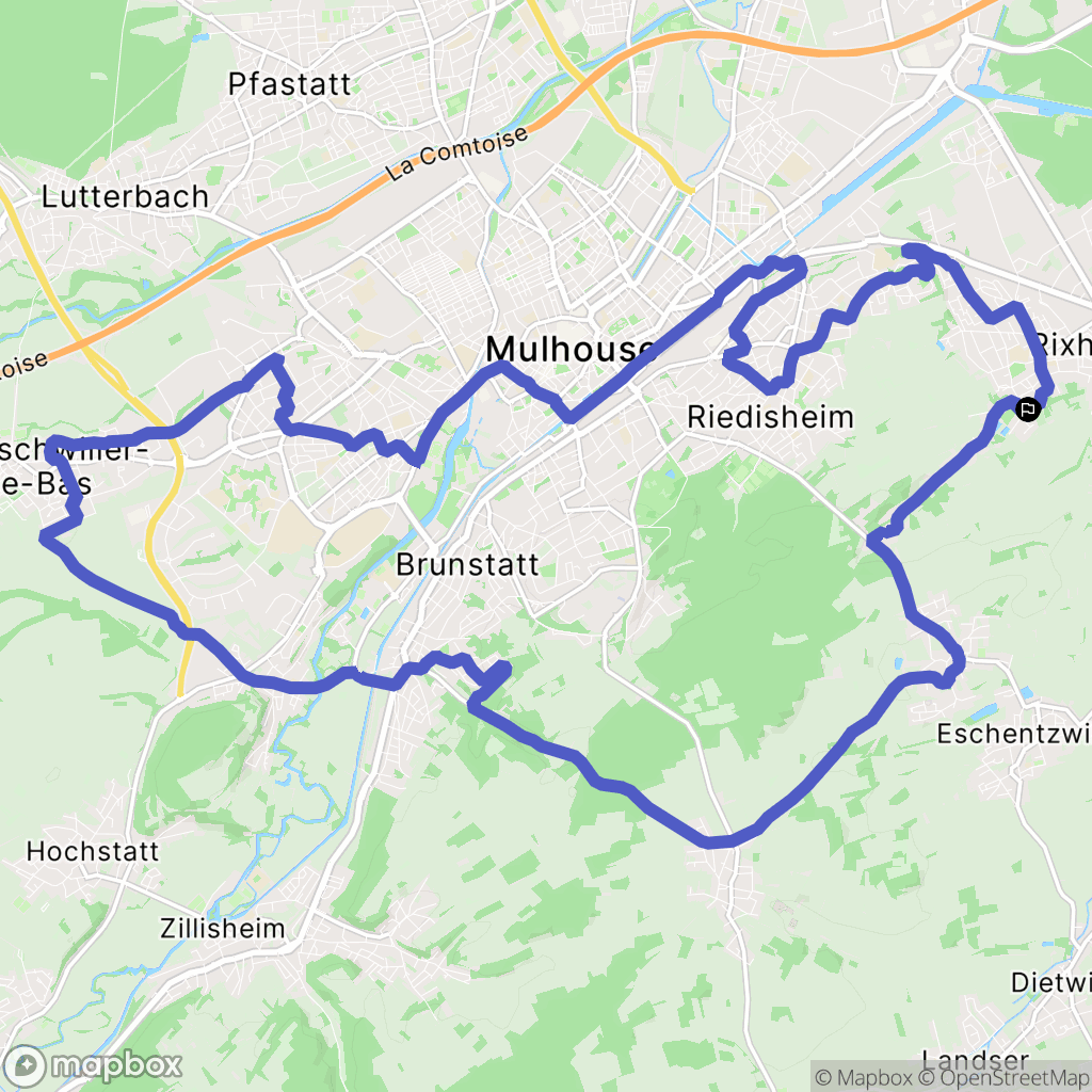 Rixheim : carte du parcours de randonnée - France
