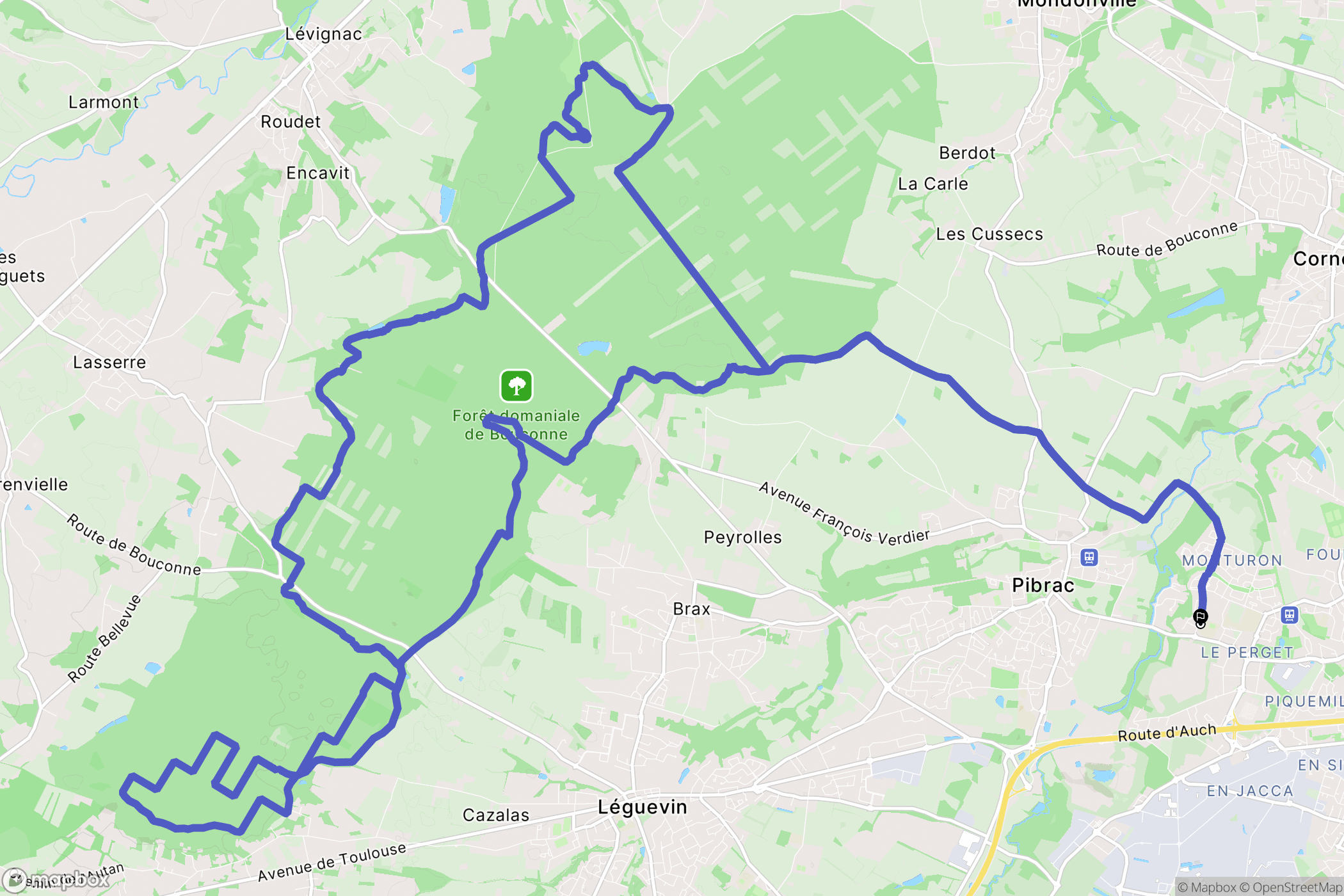 Colomiers : carte du parcours de randonnée - France