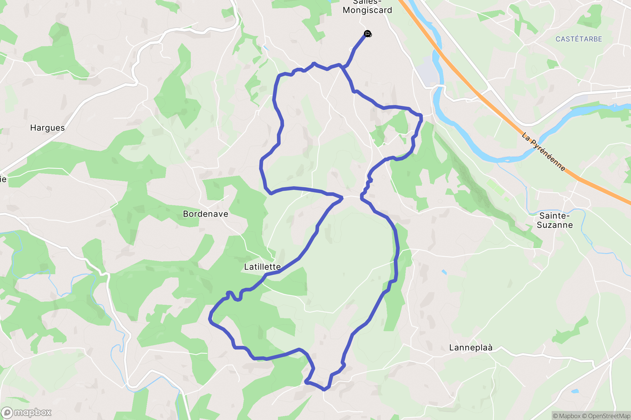 Salles-Mongiscard : carte du parcours de randonnée - France