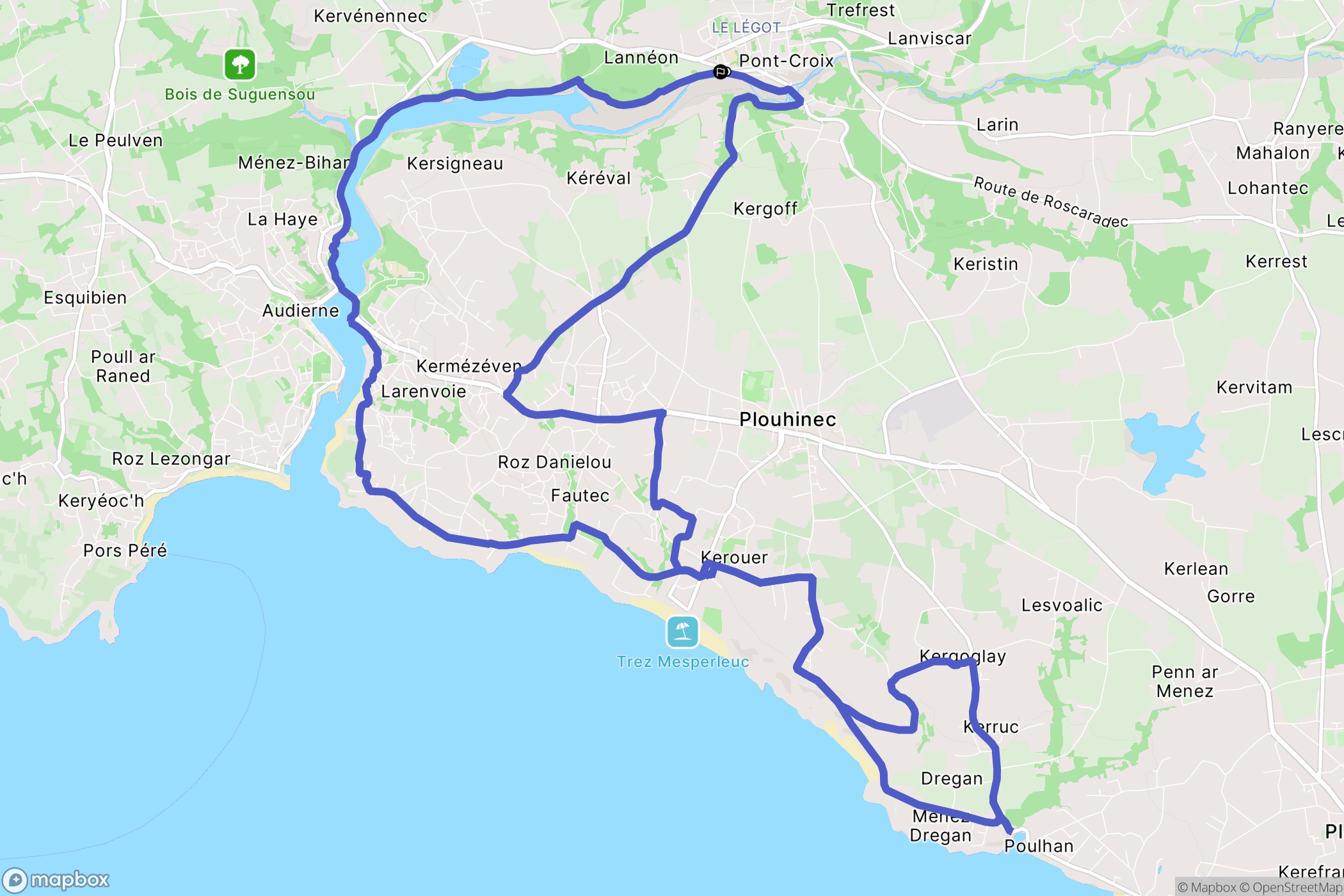 Pont-Croix : carte du parcours de randonnée - France