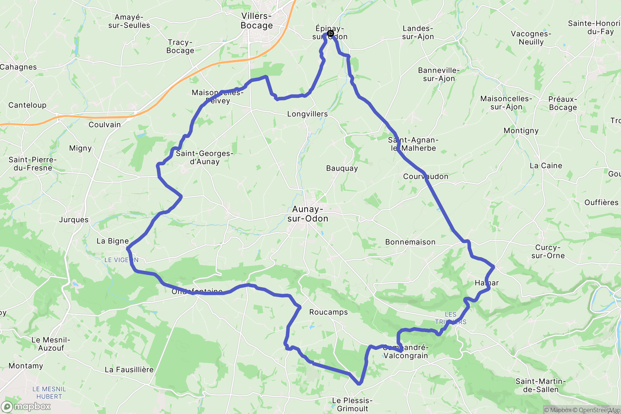 Épinay-sur-Odon : carte du parcours de randonnée - France