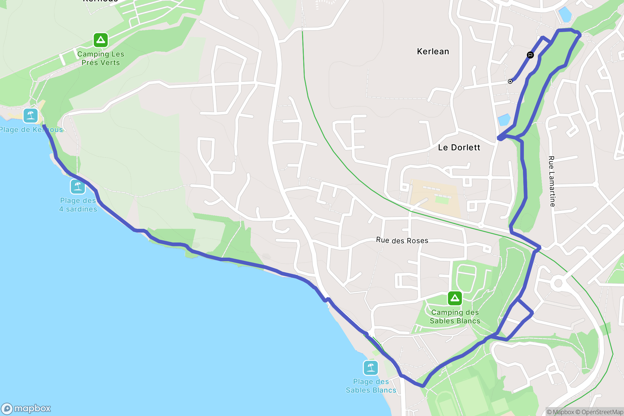 Concarneau : carte du parcours de randonnée - France
