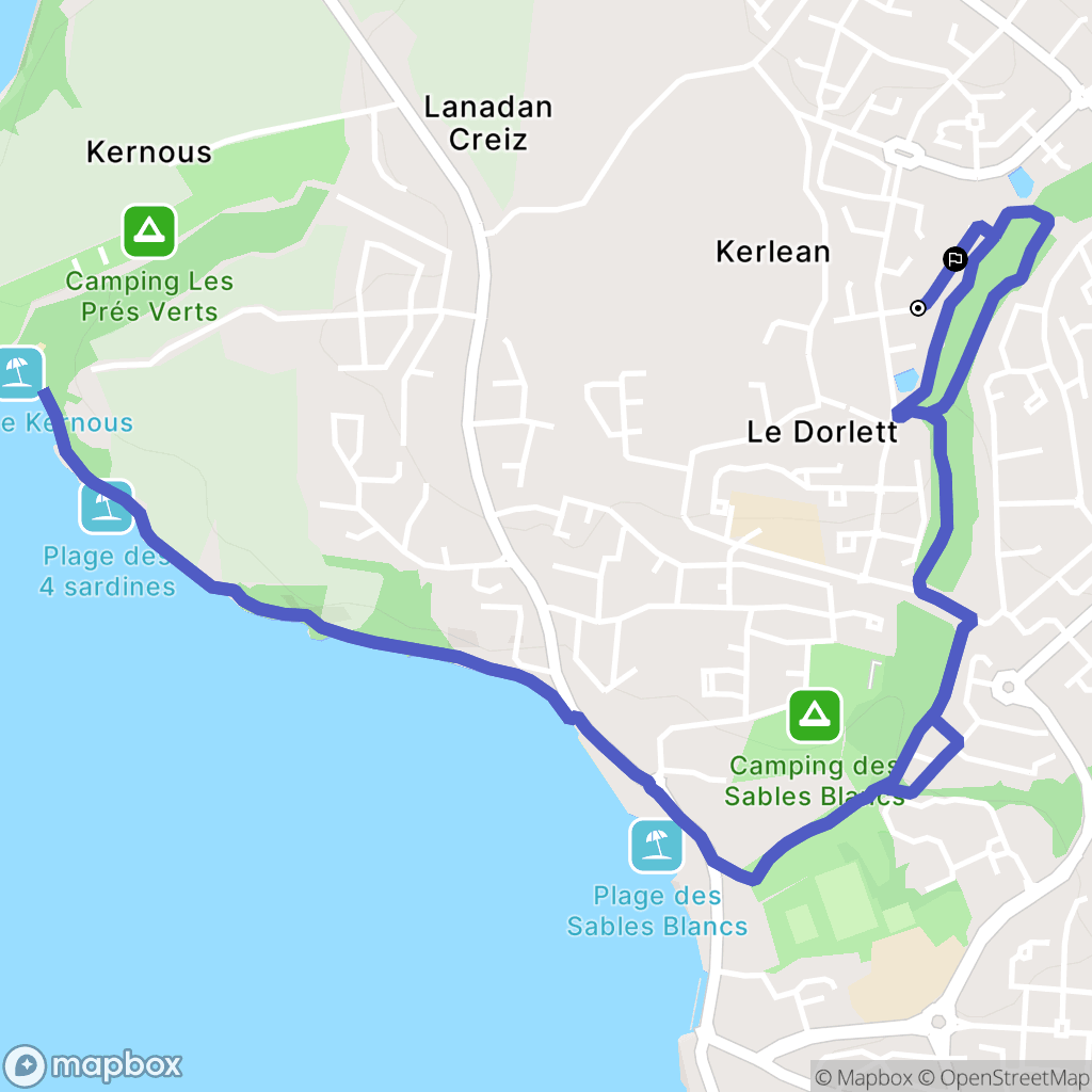 Concarneau : carte du parcours de randonnée - France