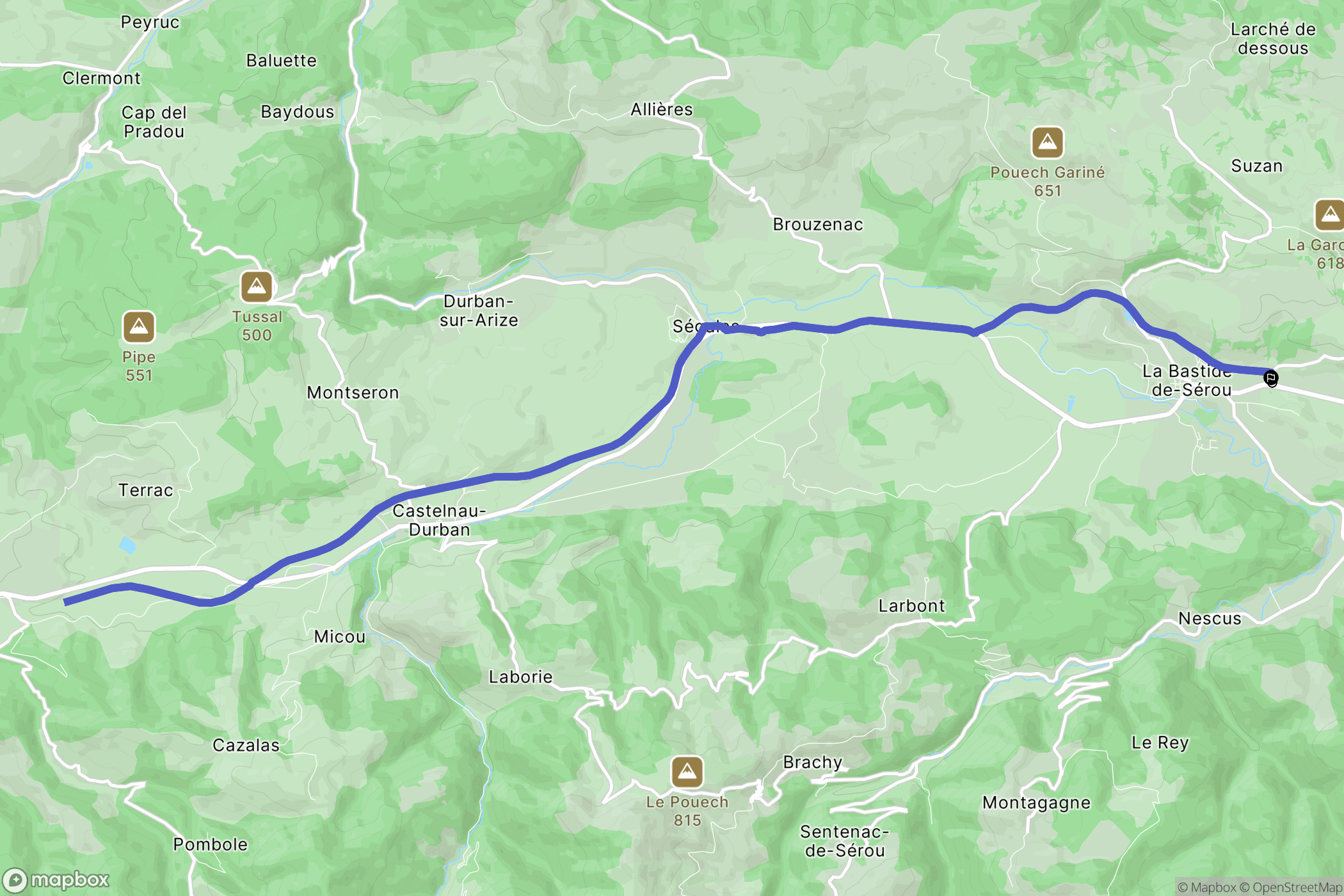 La Bastide-de-Sérou : carte du parcours de randonnée - France