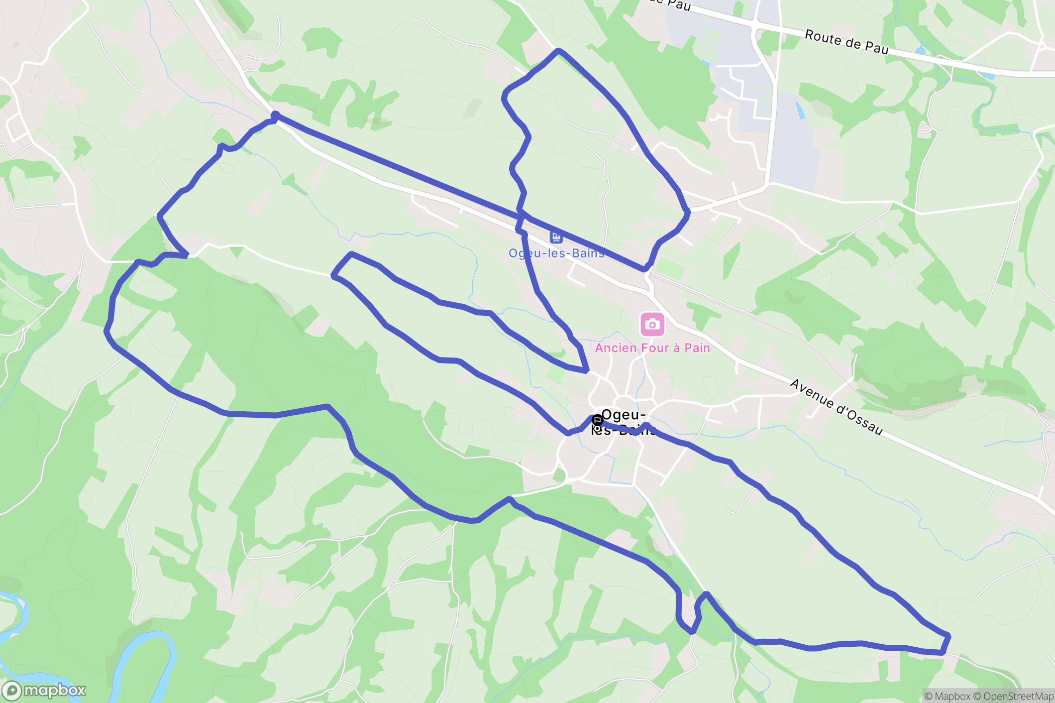 Ogeu-les-Bains : carte du parcours de randonnée - France