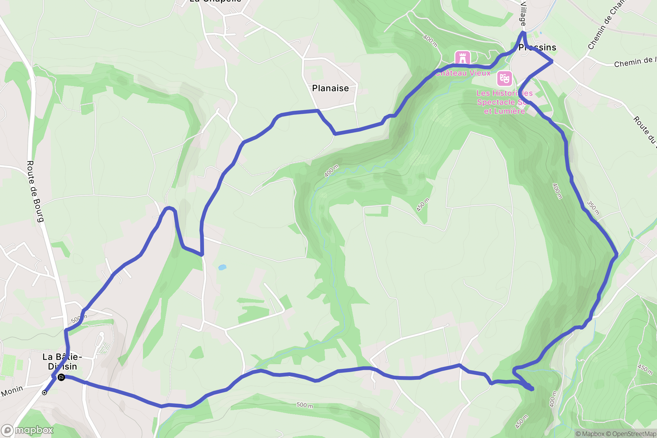 Les Abrets en Dauphiné : carte du parcours de randonnée - France