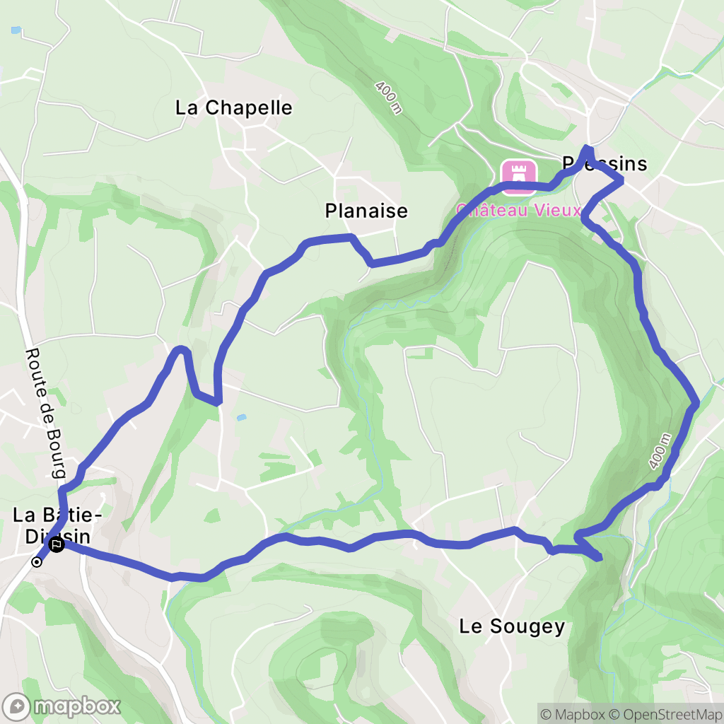 Les Abrets en Dauphiné : carte du parcours de randonnée - France