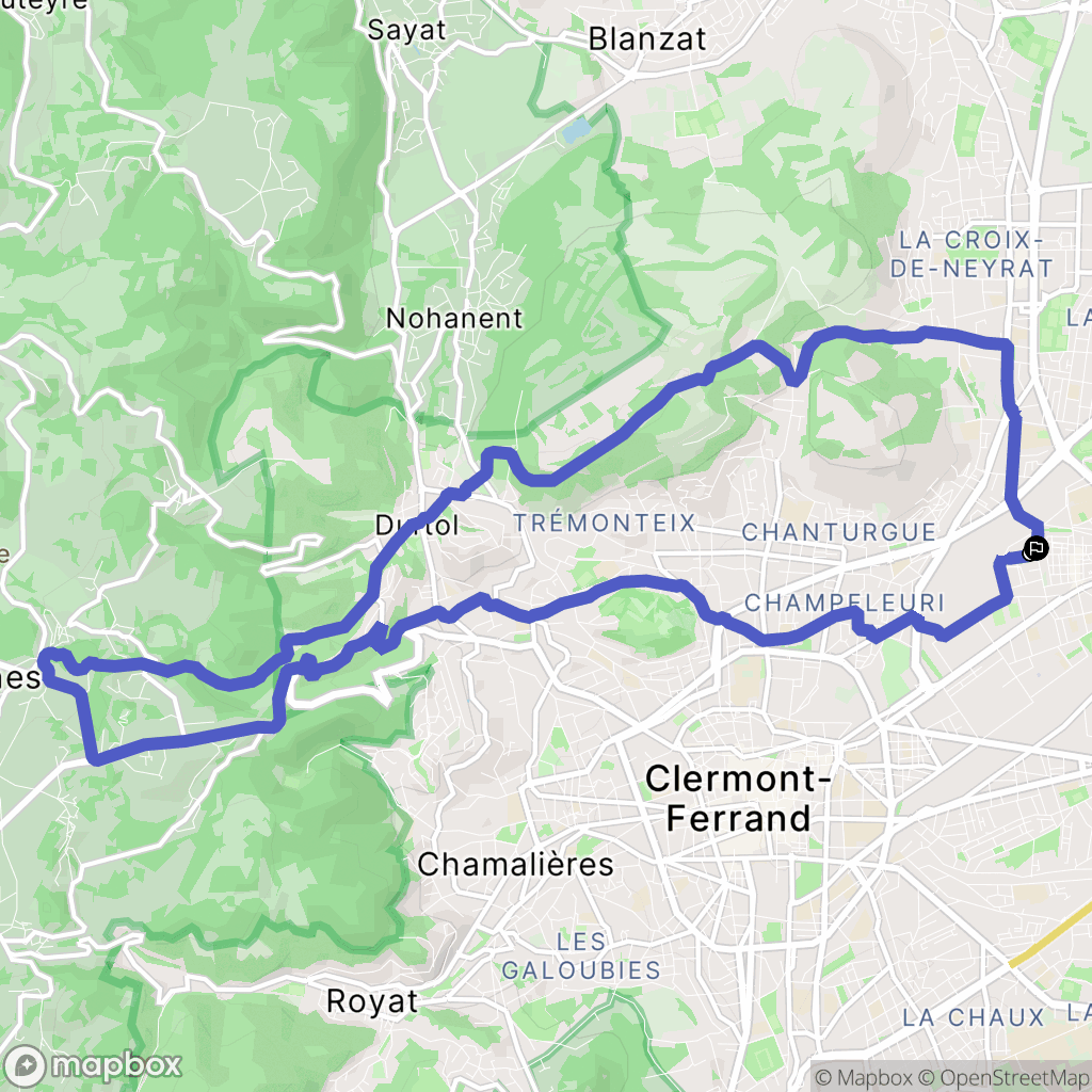 Clermont-Ferrand : carte du parcours de randonnée - France