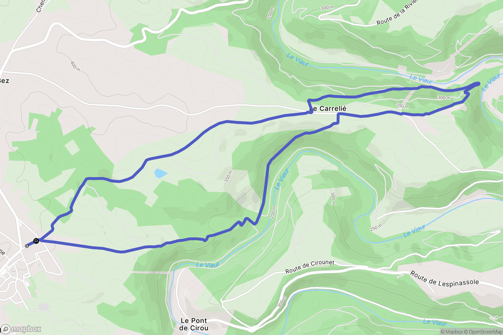 Mirandol-Bourgnounac : carte du parcours de randonnée - France