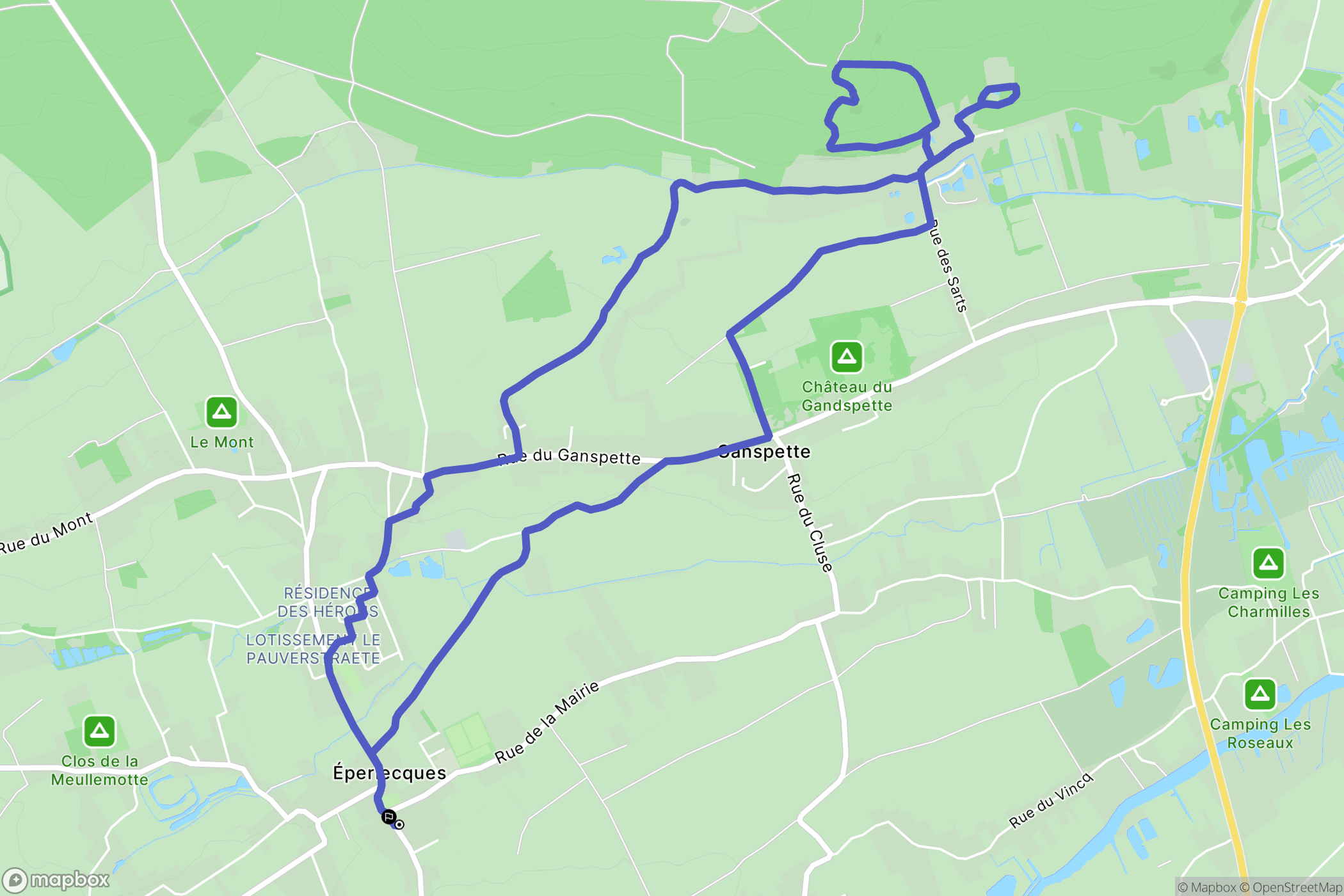 Éperlecques : carte du parcours de randonnée - France