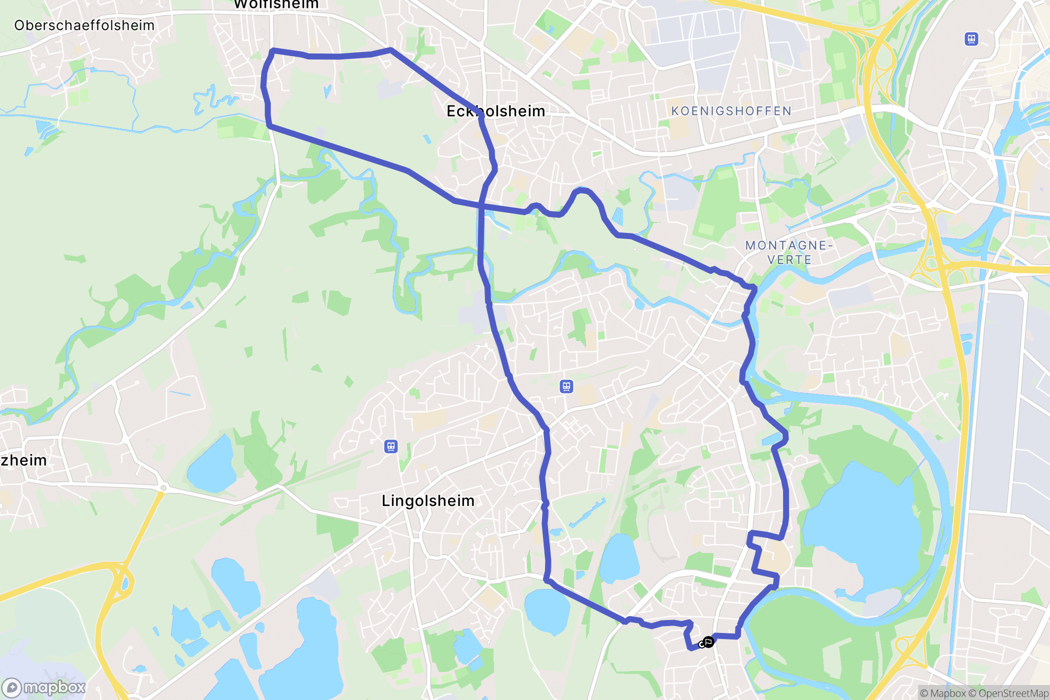 Ostwald : carte du parcours de randonnée - France