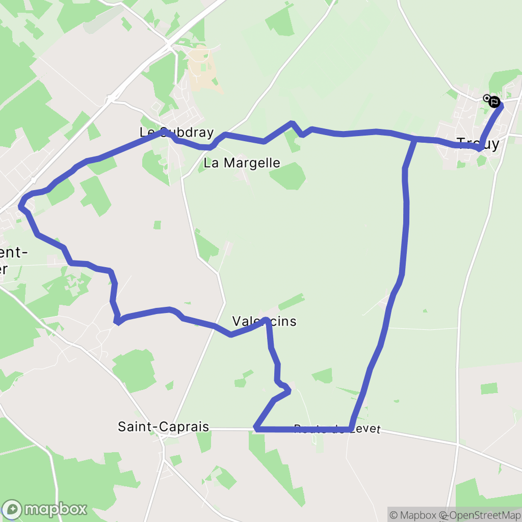 Trouy : carte du parcours de randonnée - France